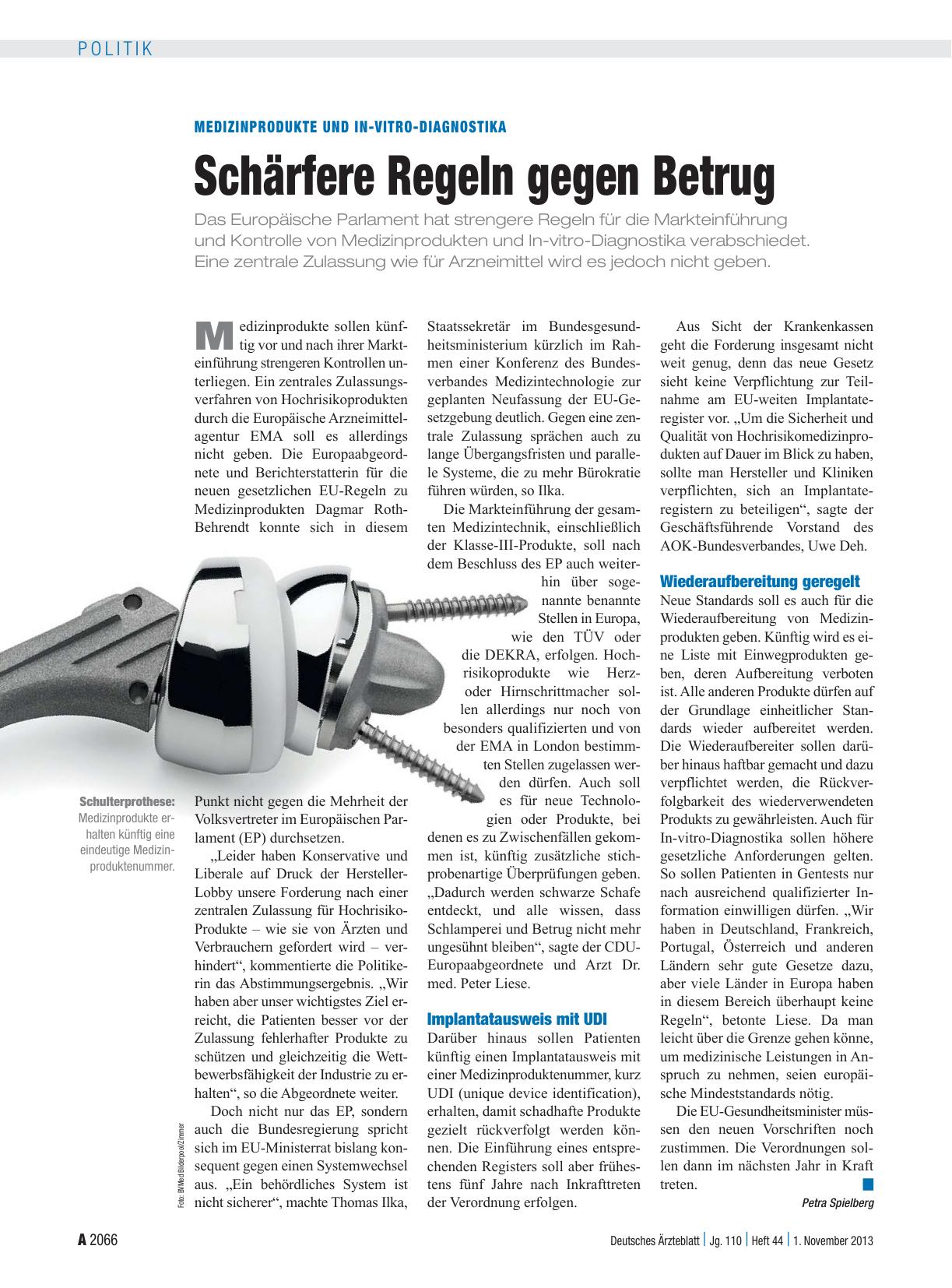 Vorschauseite 1: Medizinprodukte und in-vitro-diagnostika: Schärfere Regeln gegen Betrug