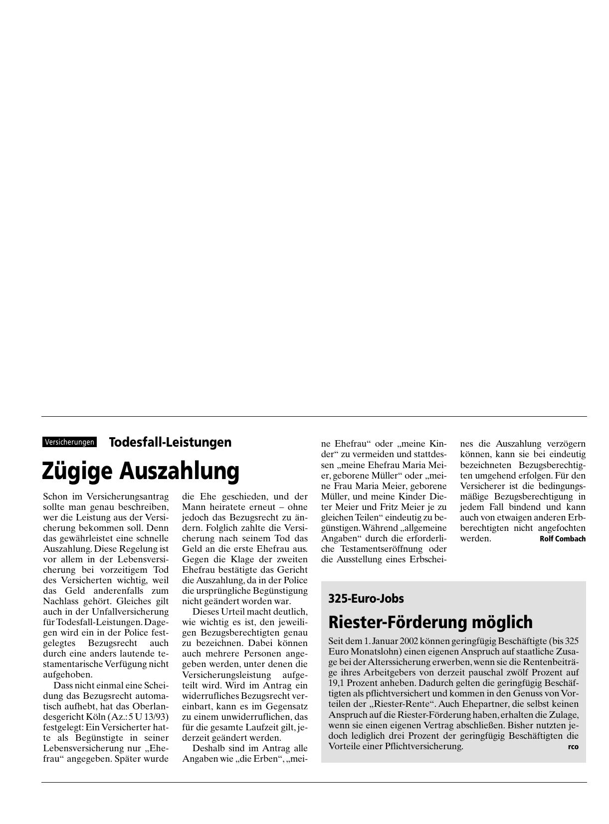 Vorschauseite 1: 325-Euro-Jobs: Riester-Förderung möglich