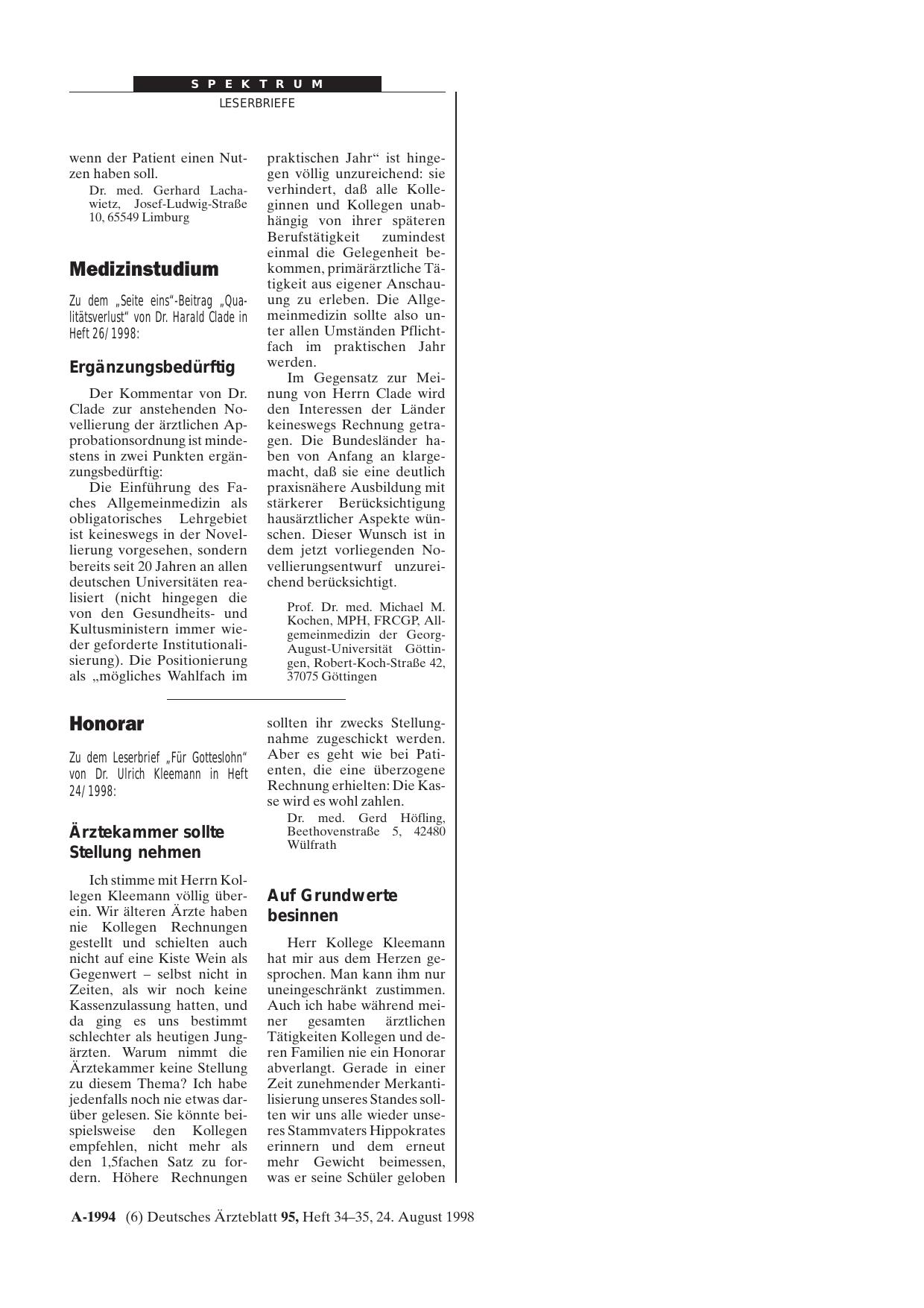 Vorschauseite 1: Medizinstudium: Ergänzungsbedürftig