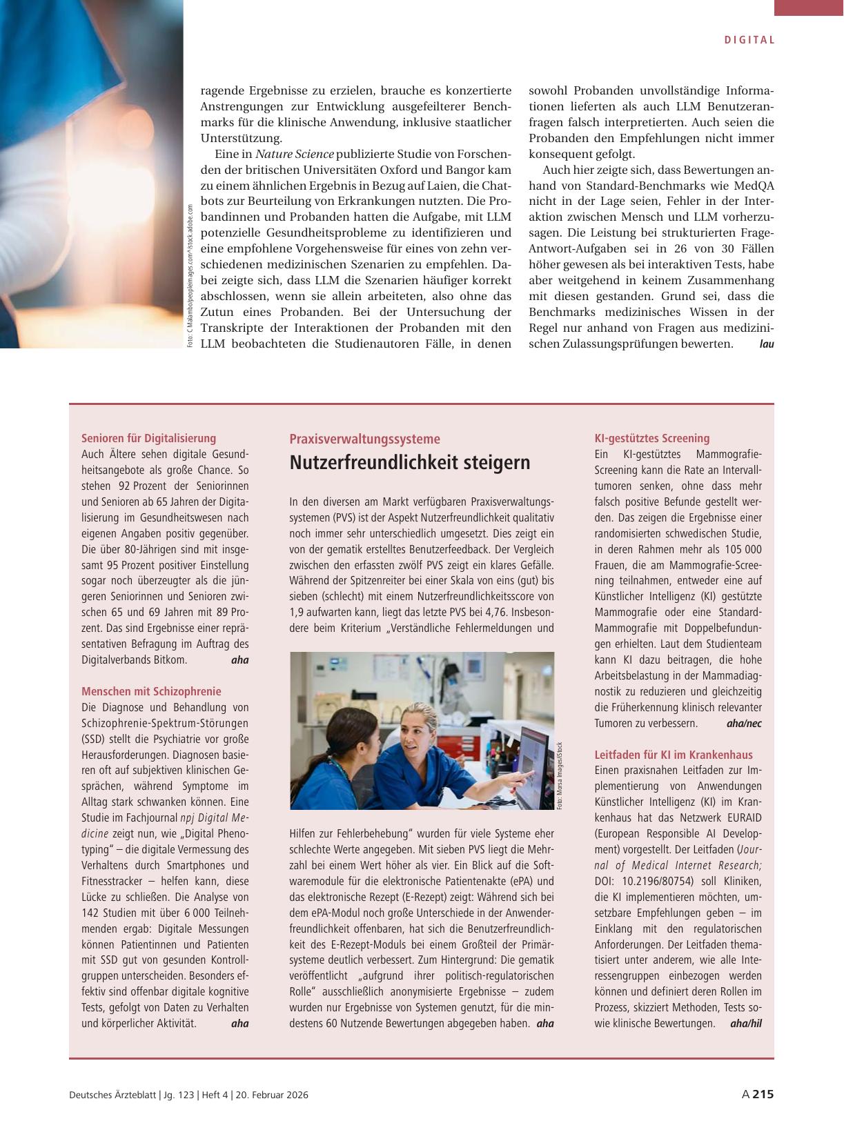 Vorschauseite 1: KI-gestütztes Screening / Leitfaden für KI im Krankenhaus
