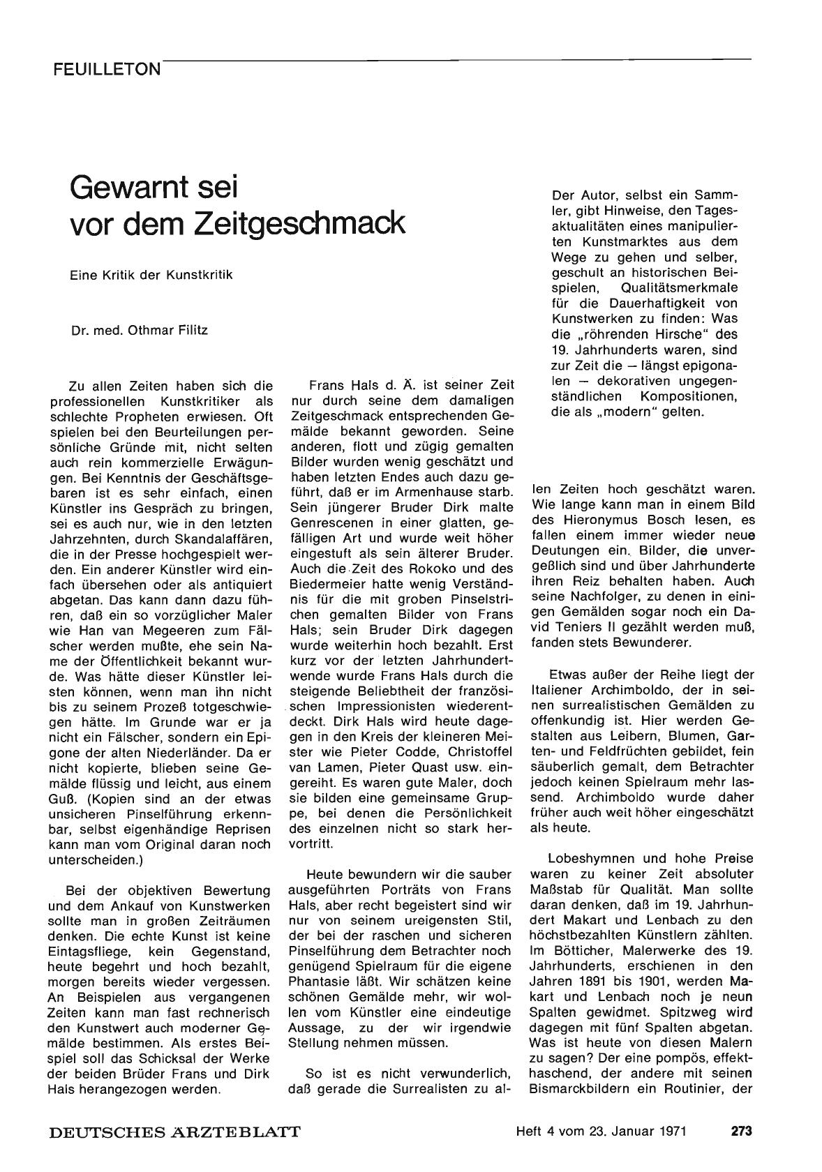 Vorschauseite 1: Gewarnt sei vor dem Zeitgeschmack