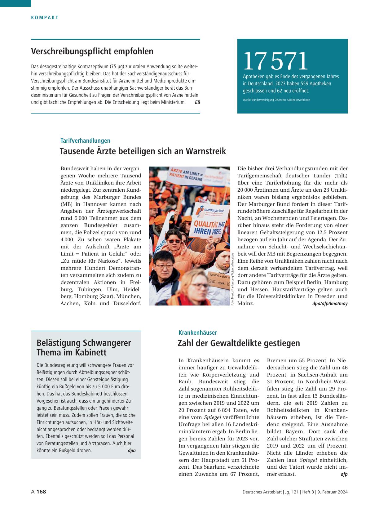 Vorschauseite 1: Tarifverhandlungen: Tausende Ärzte beteiligen sich an Warnstreik