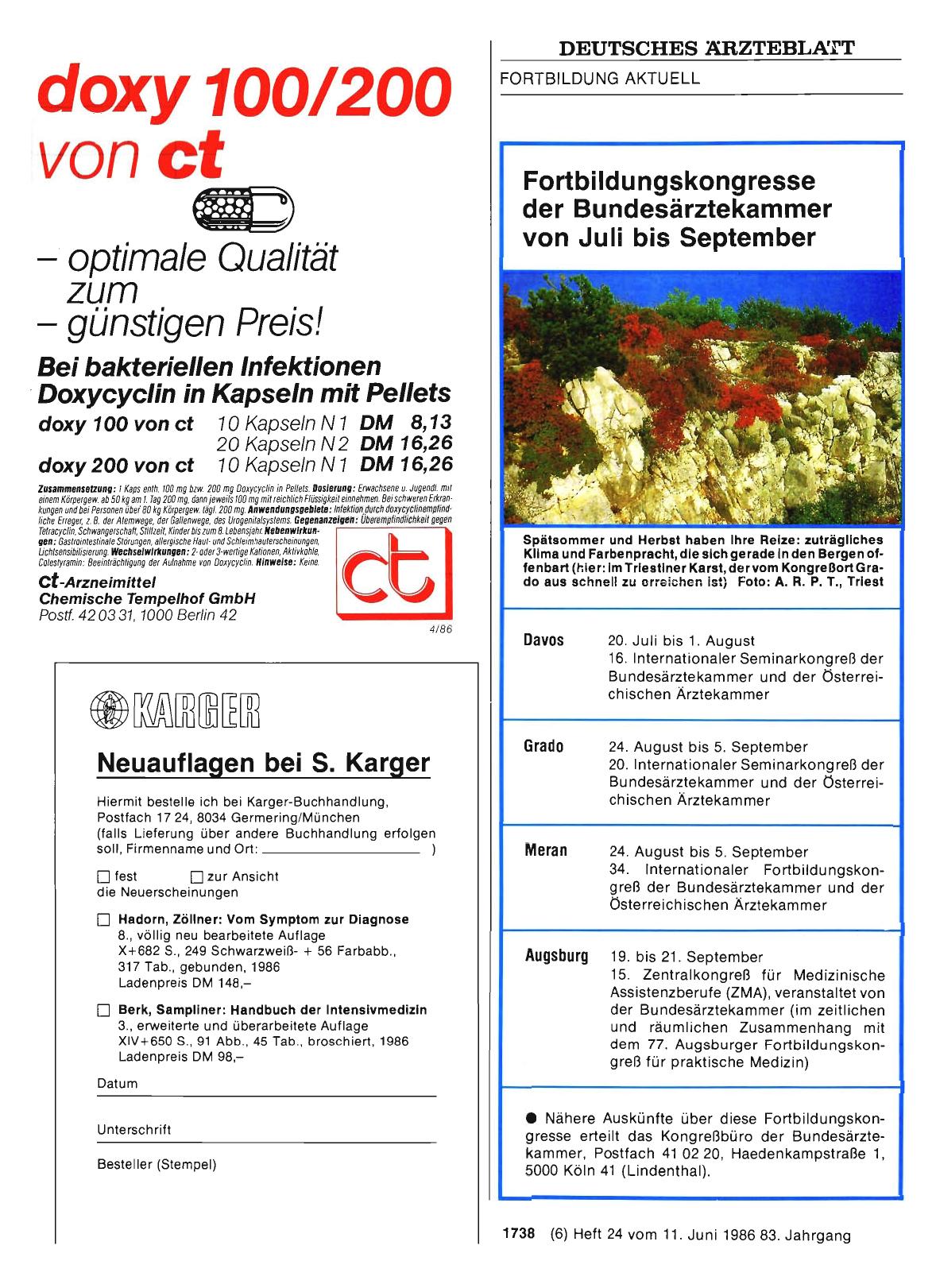 Vorschauseite 1: Fortbildungskongresse der Bundesärztekammer von Juli bis September
