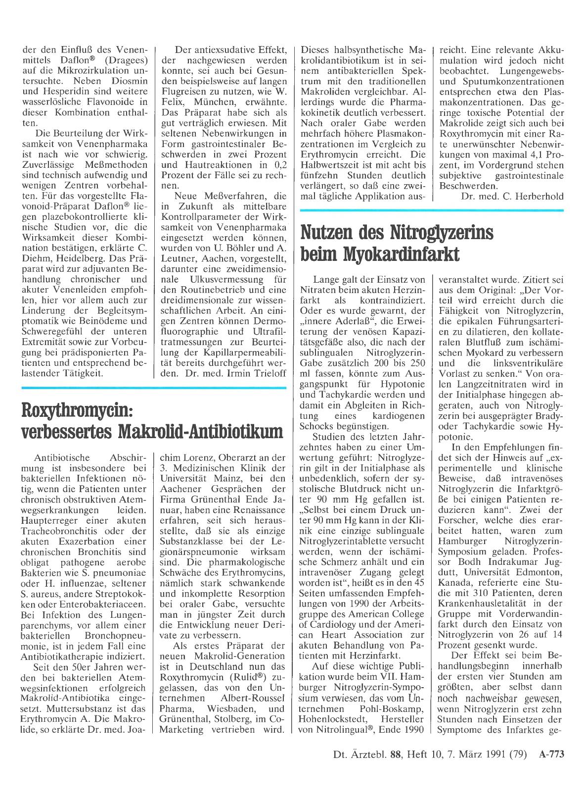 Vorschauseite 1: Roxythromycin: verbessertes Makrolid-Antibiotikum