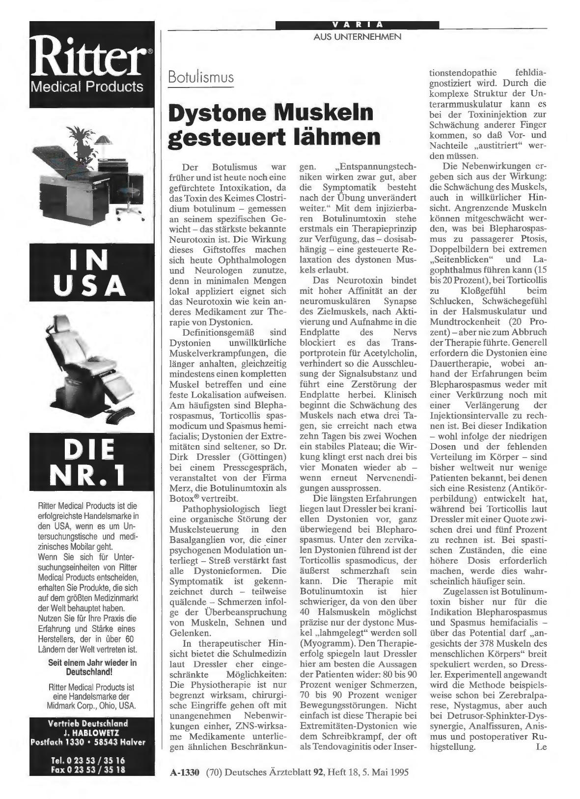 Vorschauseite 1: Botulismus: Dystone Muskeln gesteuert lähmen