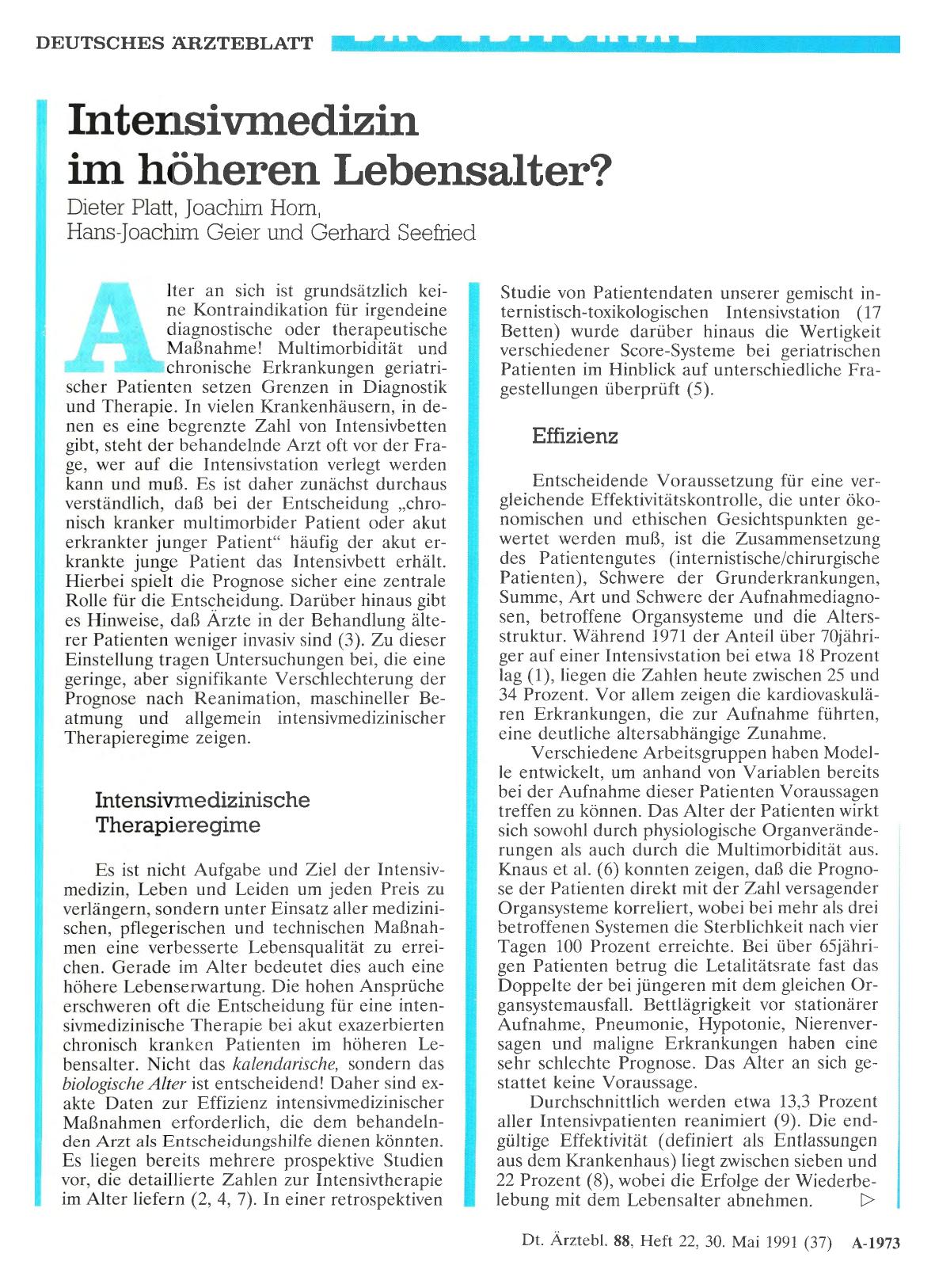Vorschauseite 1: Intensivmedizin im höheren Lebensalter?