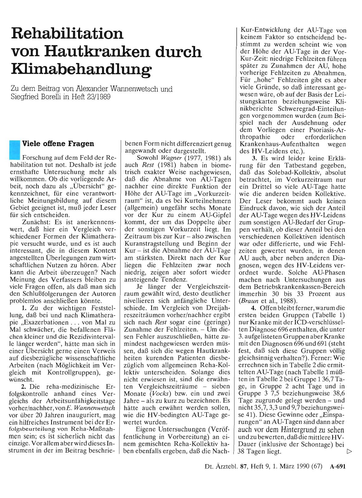 Vorschauseite 1: Rehabilitation von Hautkranken durch Klimabehan. dlung: Viele offene Fragen