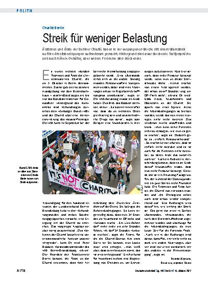 Vorschauseite 1: Charité Berlin: Streik für weniger Belastung