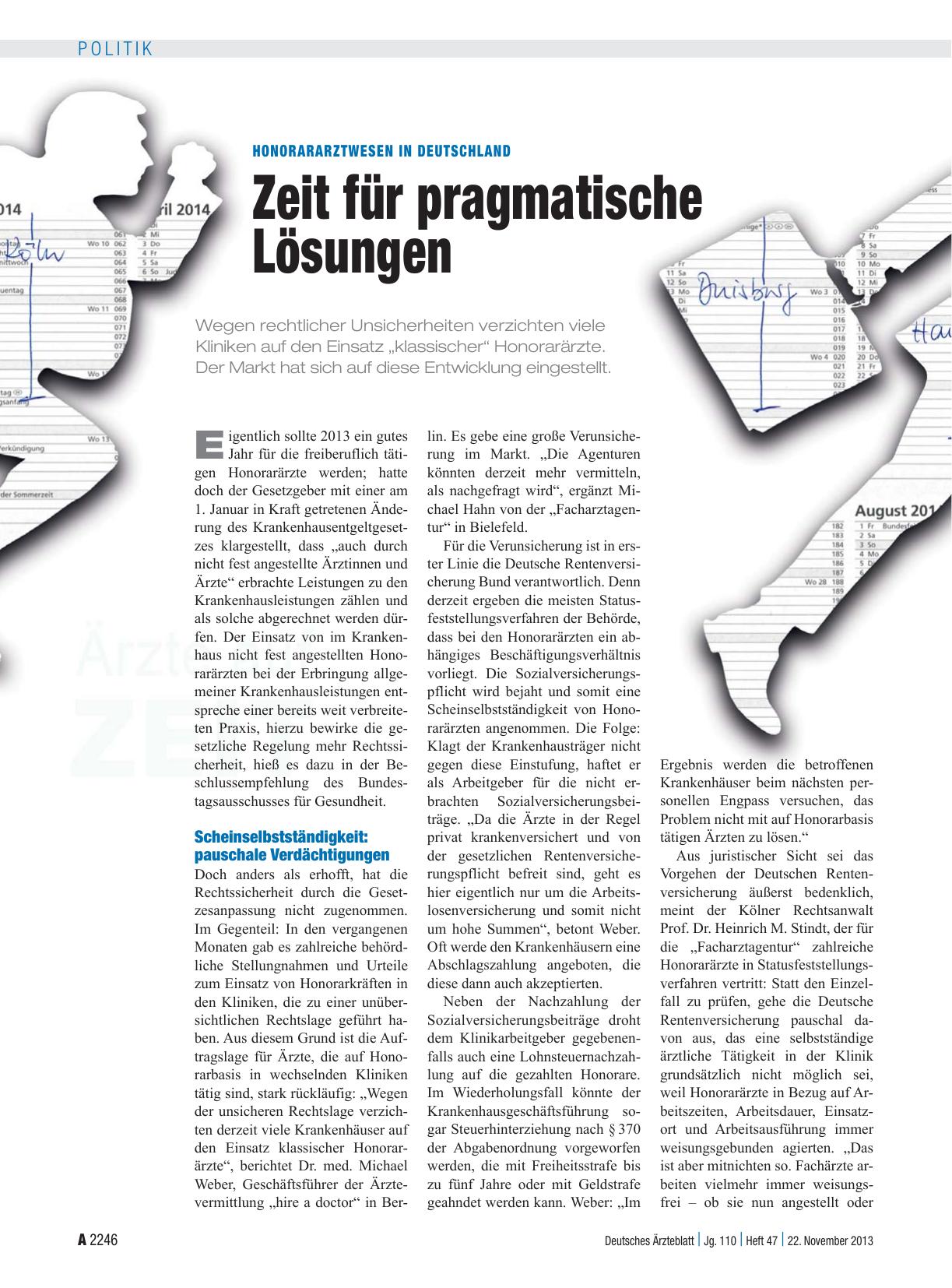 Vorschauseite 1: Honorararztwesen in Deutschland: Zeit für pragmatische Lösungen