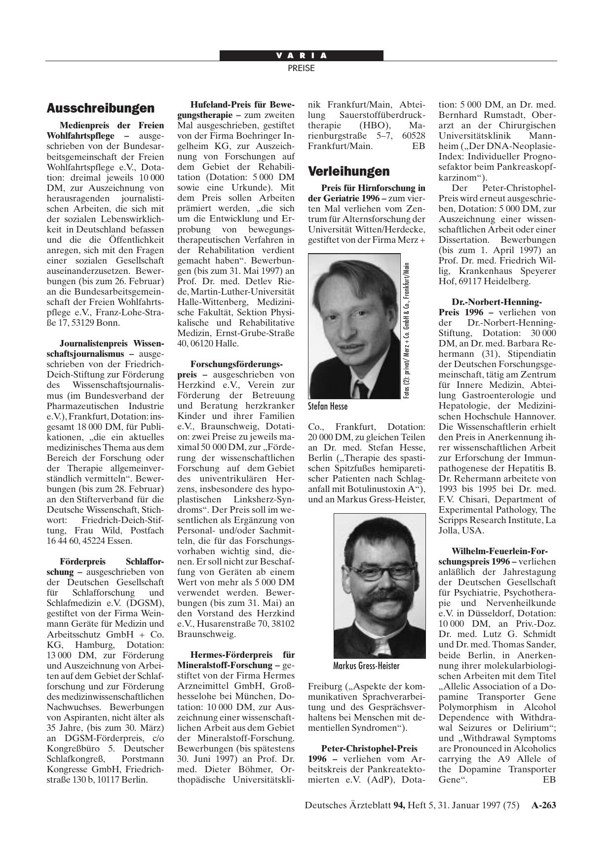 Vorschauseite 1: Ausschreibungen