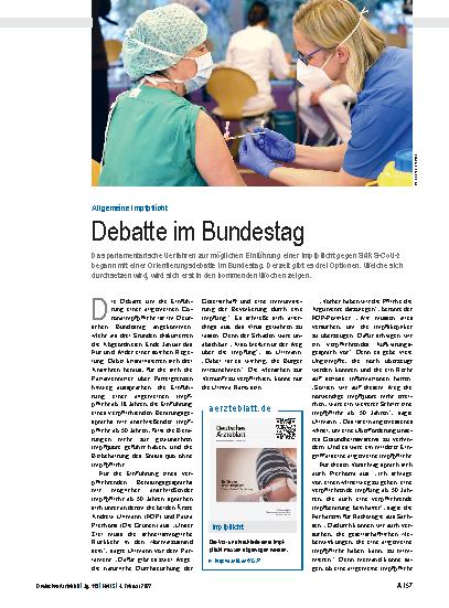 Vorschauseite 1: Allgemeine Impfpflicht: Debatte im Bundestag