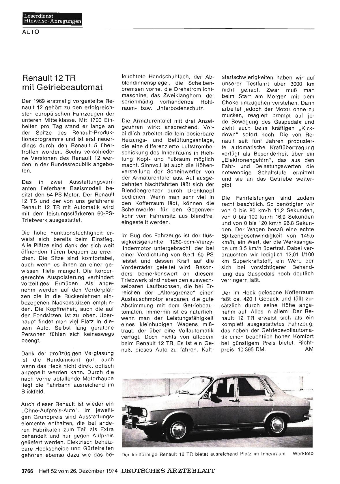 Vorschauseite 1: Renault 12 TR mit Getriebeautomat