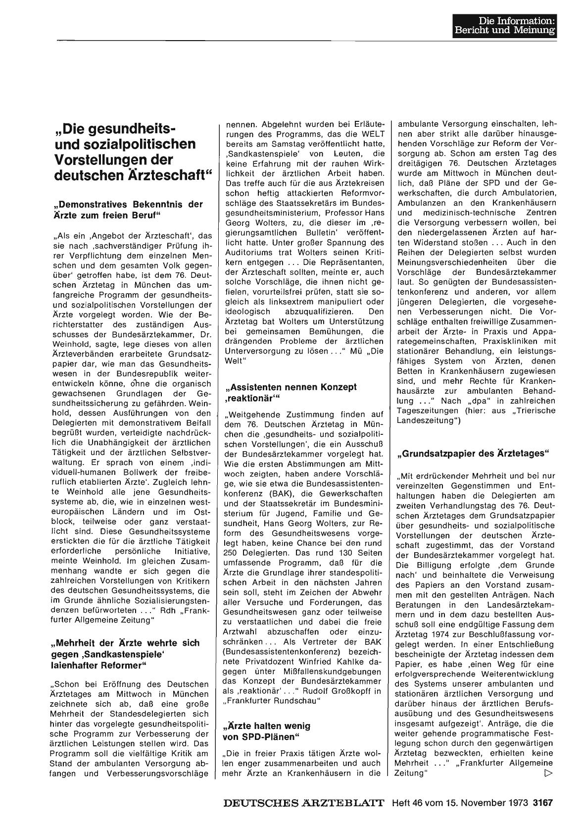 Vorschauseite 1: „Die gesundheitsund sozialpolitischen Vorstellungen der deutschen Ärzteschaft”