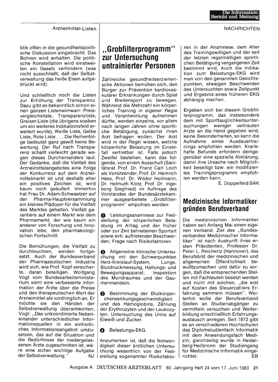 Vorschauseite 1: „Grobfilterprogramm“ zur Untersuchung untrainierter Personen
