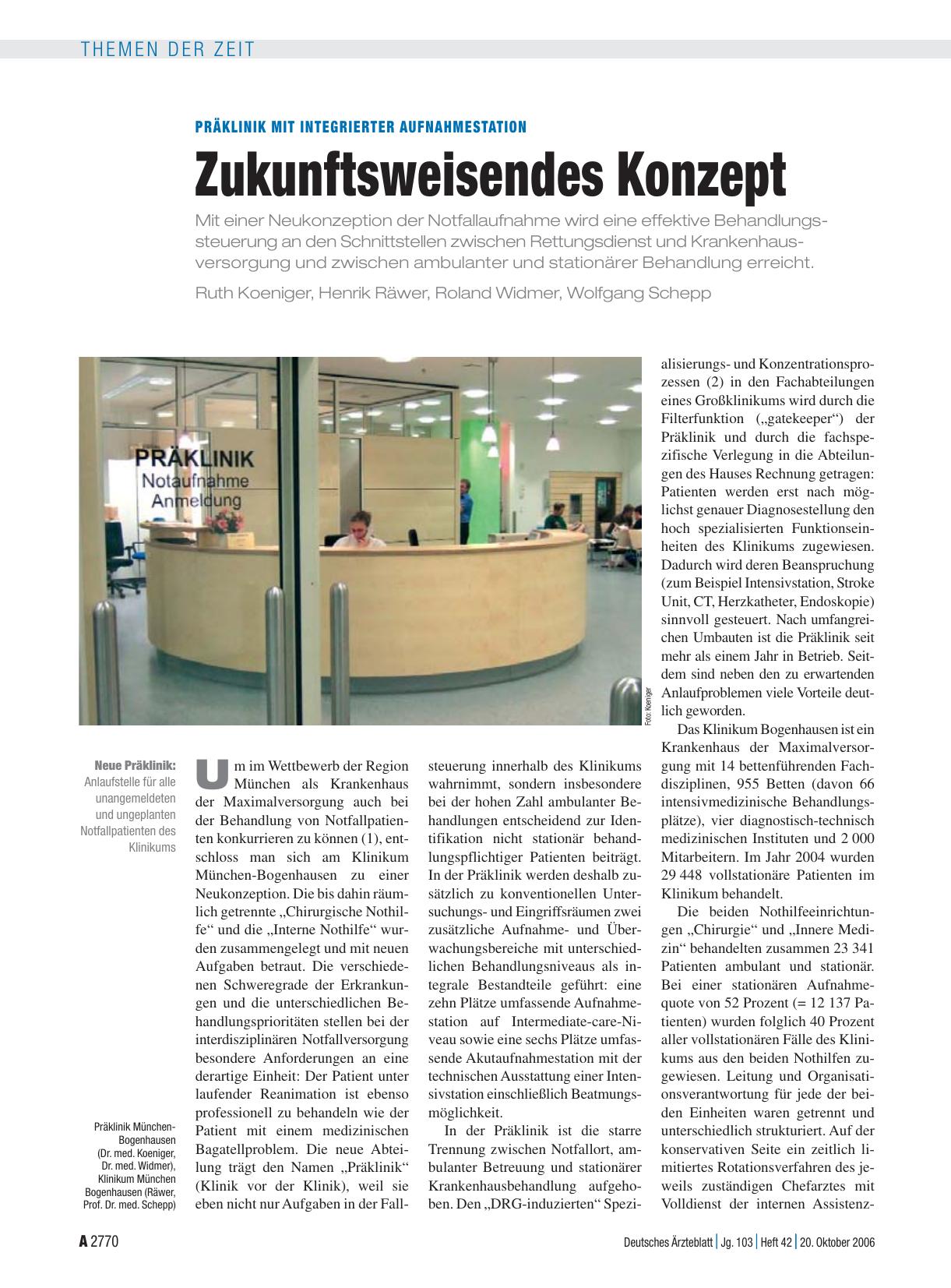 Vorschauseite 1: Präklinik mit integrierter Aufnahmestation: Zukunftsweisendes Konzept
