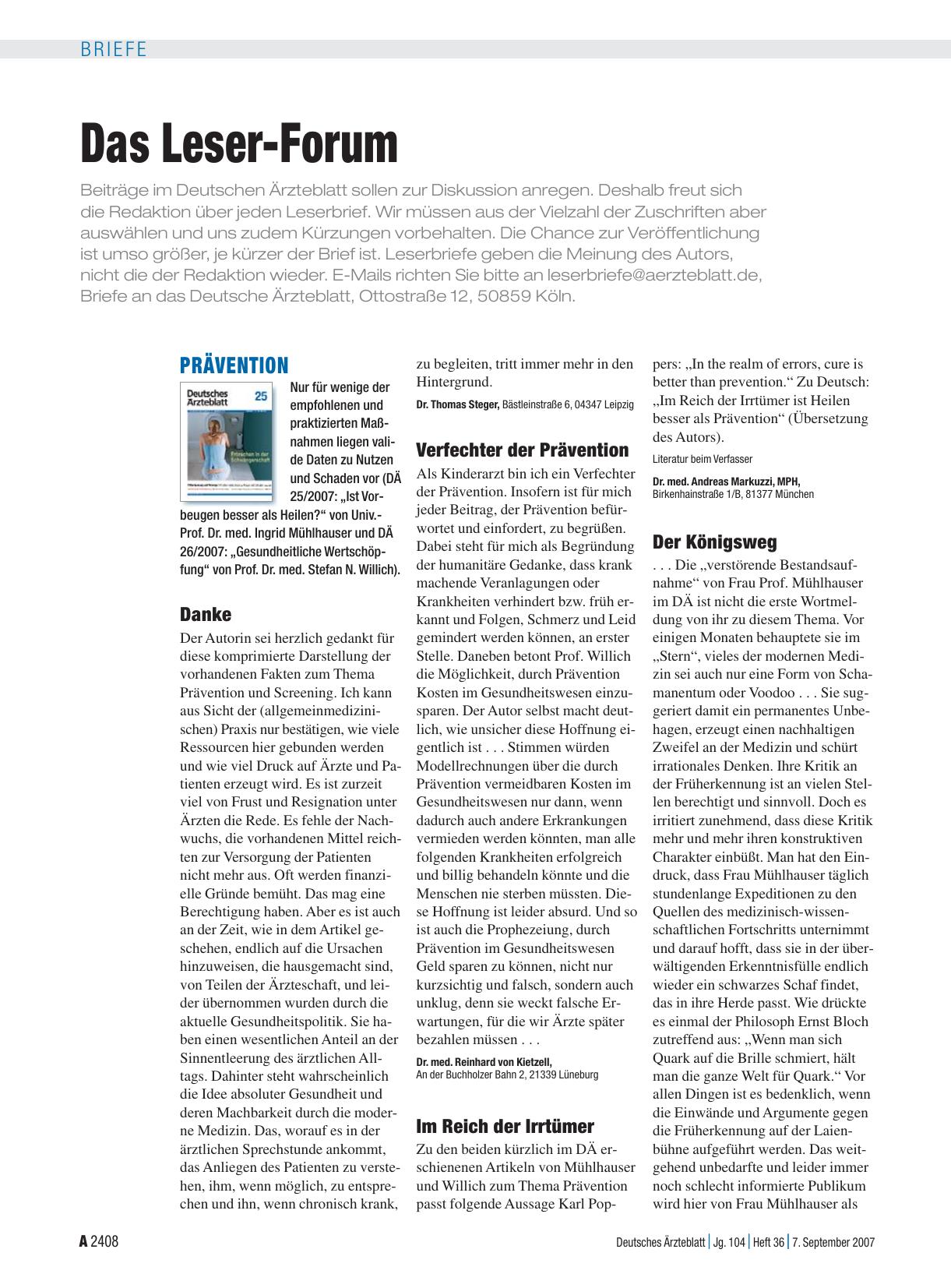 Vorschauseite 1: Prävention: Der Königsweg