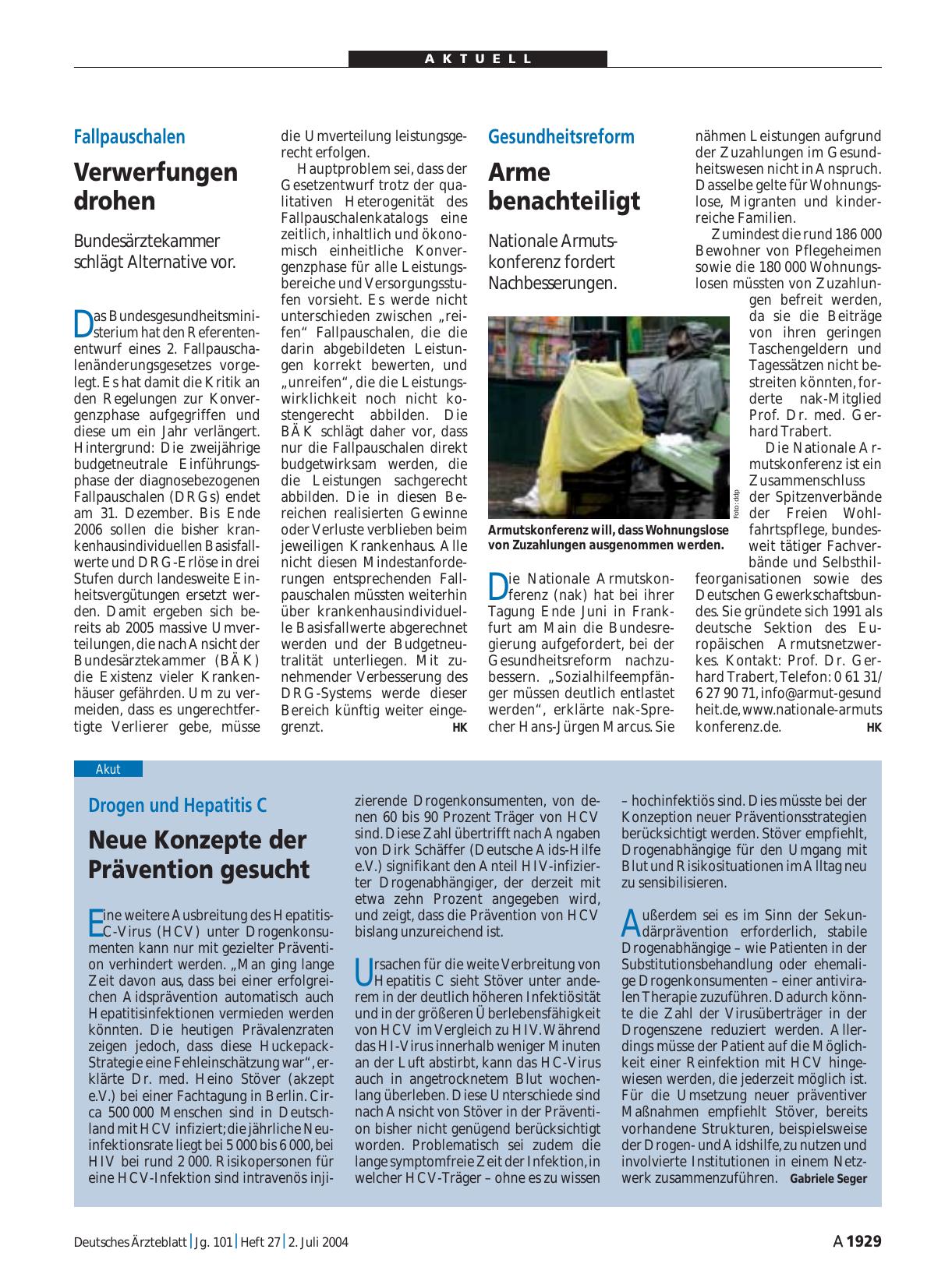 Vorschauseite 1: Drogen und Hepatitis C: Neue Konzepte der Prävention gesucht