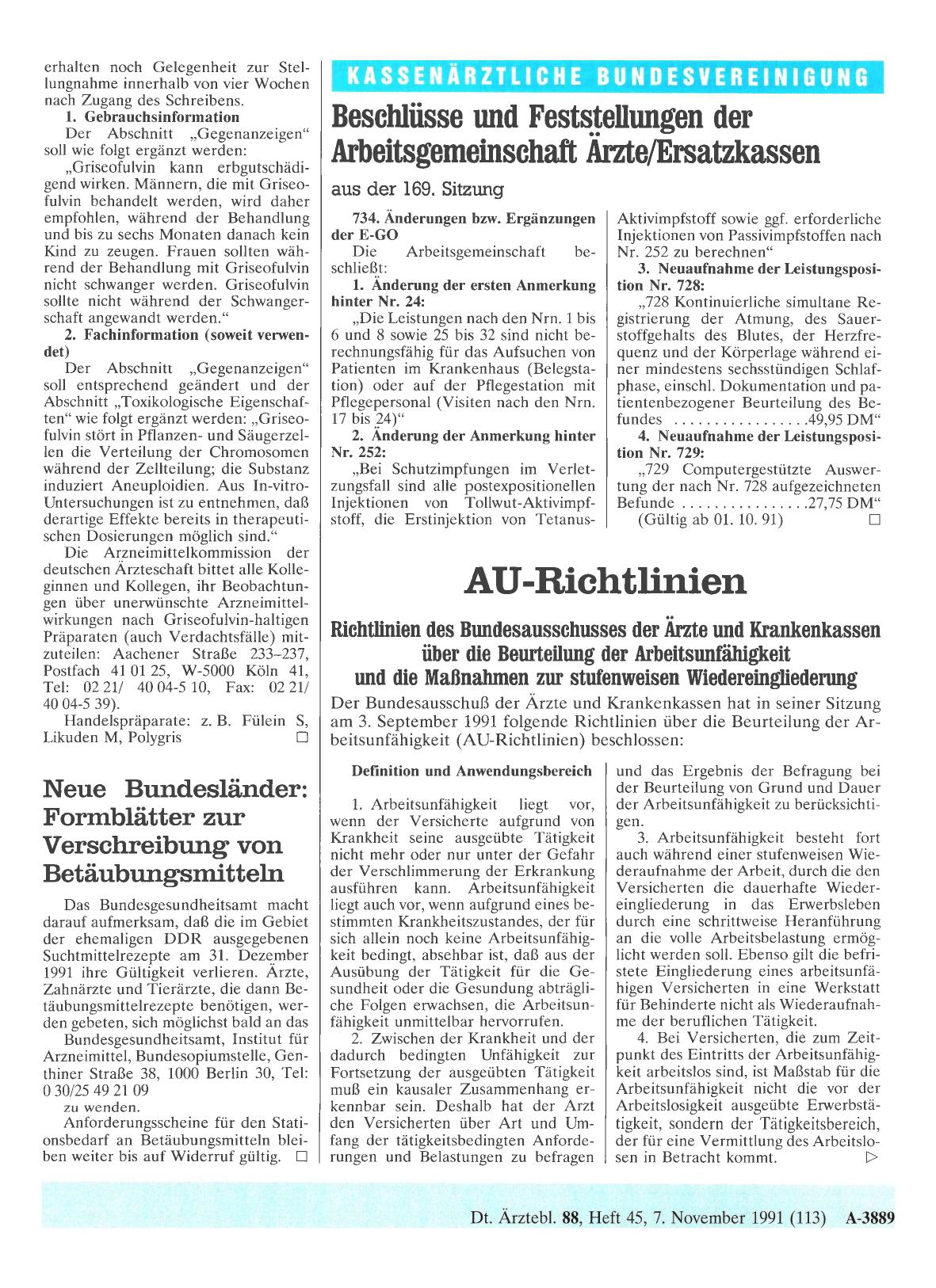 Vorschauseite 1: Beschlüsse und Feststellungen der Arbeitsgemeinschaft Ärzte/Ersatzkassen