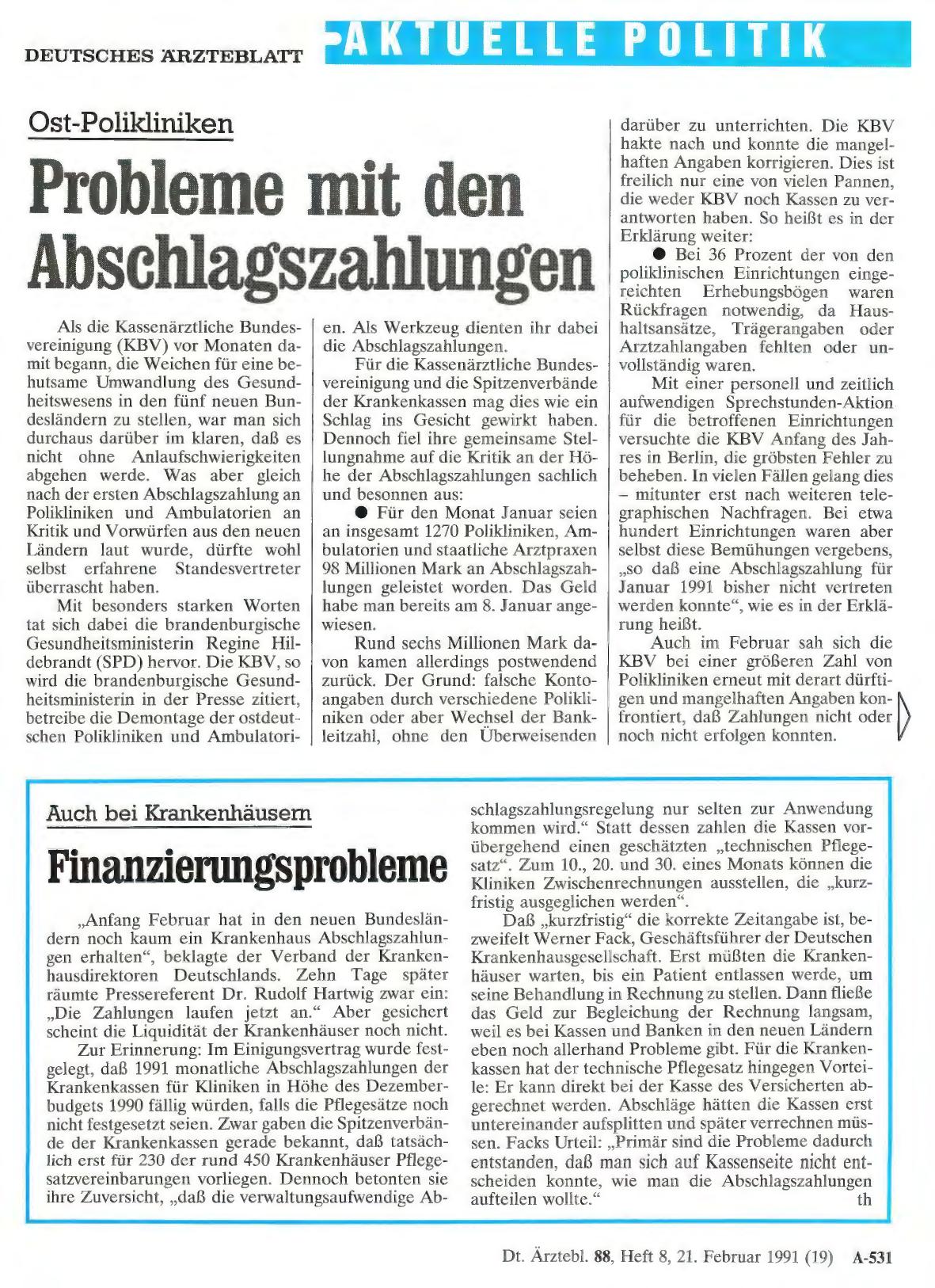 Vorschauseite 1: Auch bei Krankenhäusern: Finanzierungsprobleme