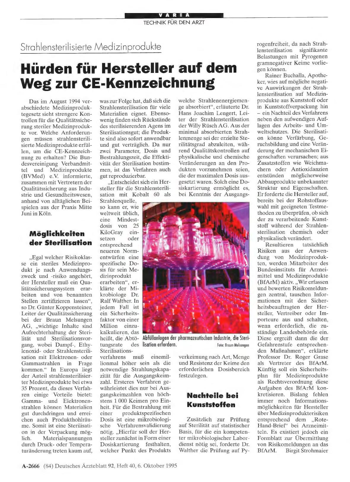 Vorschauseite 1: Strahlensterilisierte Medizinprodukte: Hürden für Hersteller auf dem Weg zur CE-Kennzeichnung