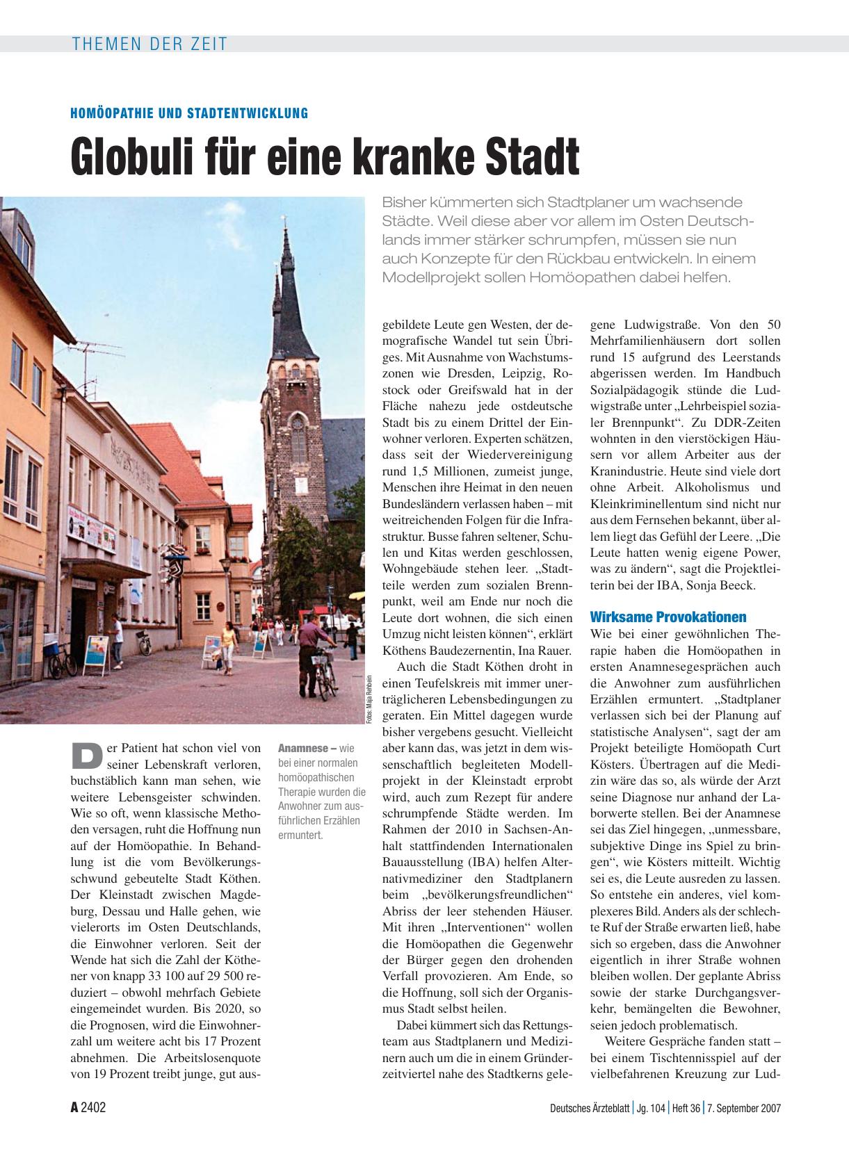Vorschauseite 1: Homöopathie und Stadtentwicklung: Globuli für eine kranke Stadt
