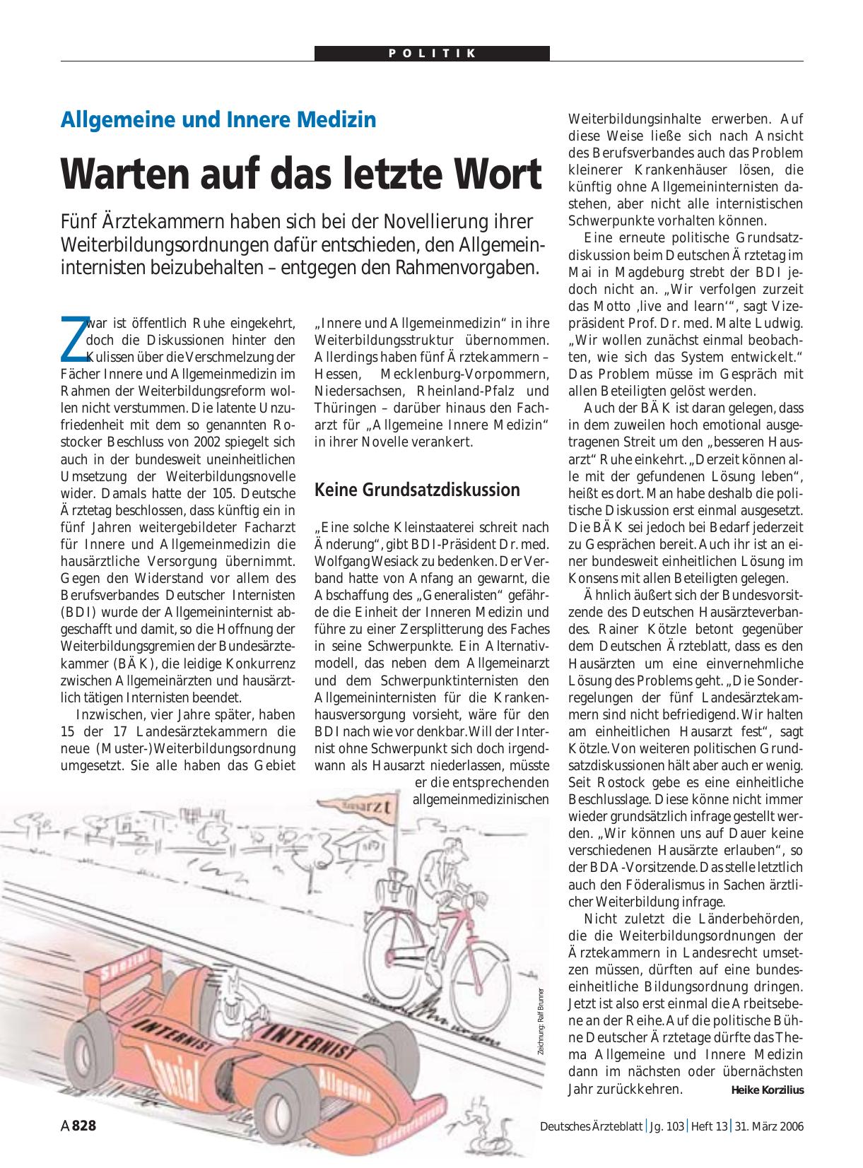 Vorschauseite 1: Allgemeine und Innere Medizin: Warten auf das letzte Wort
