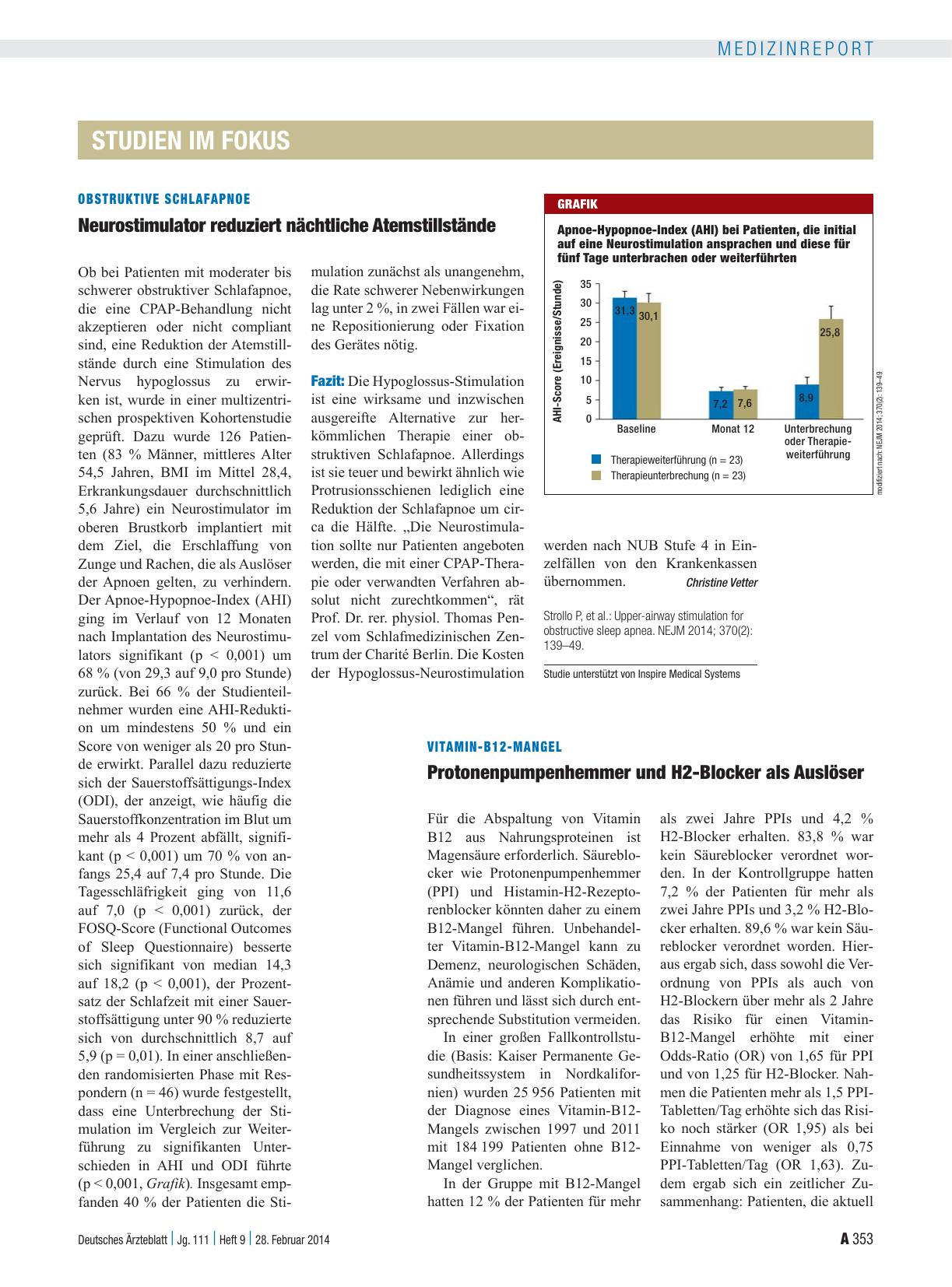 Vorschauseite 1: Obstruktive Schlafapnoe: Neurostimulator reduziert nächtliche Atemstillstände