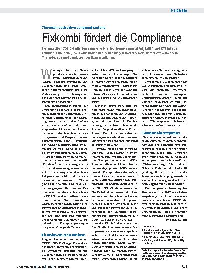 Vorschauseite 1: Chronisch obstruktive Lungenerkrankung: Fixkombi fördert die Compliance