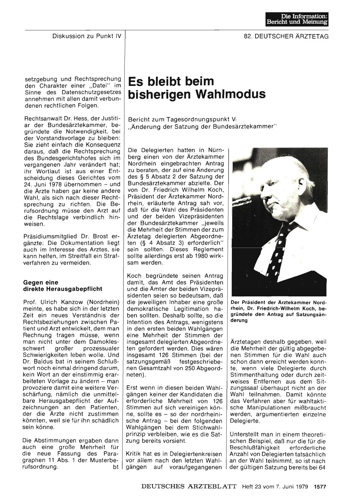 Vorschauseite 1: Es bleibt beim bisherigen Wahlmodus