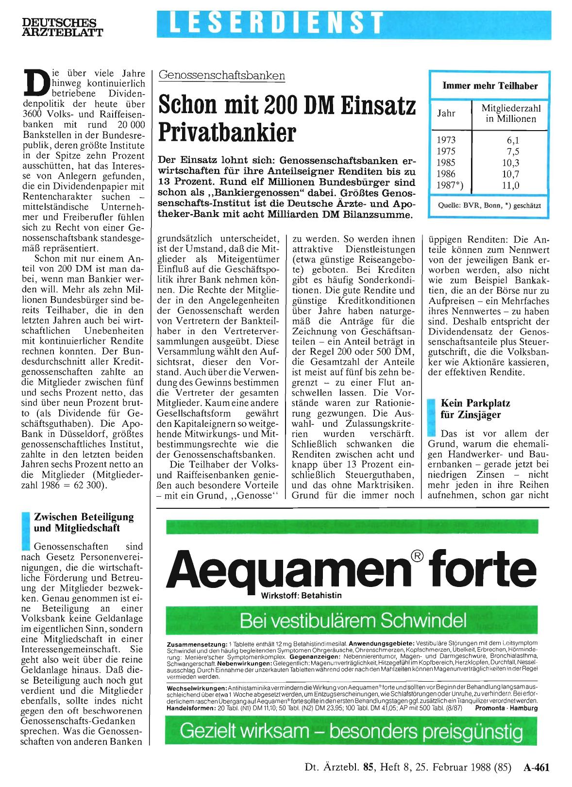 Vorschauseite 1: Genossenschaftsbanken: Schon mit 200 DM Einsatz Privatbankier