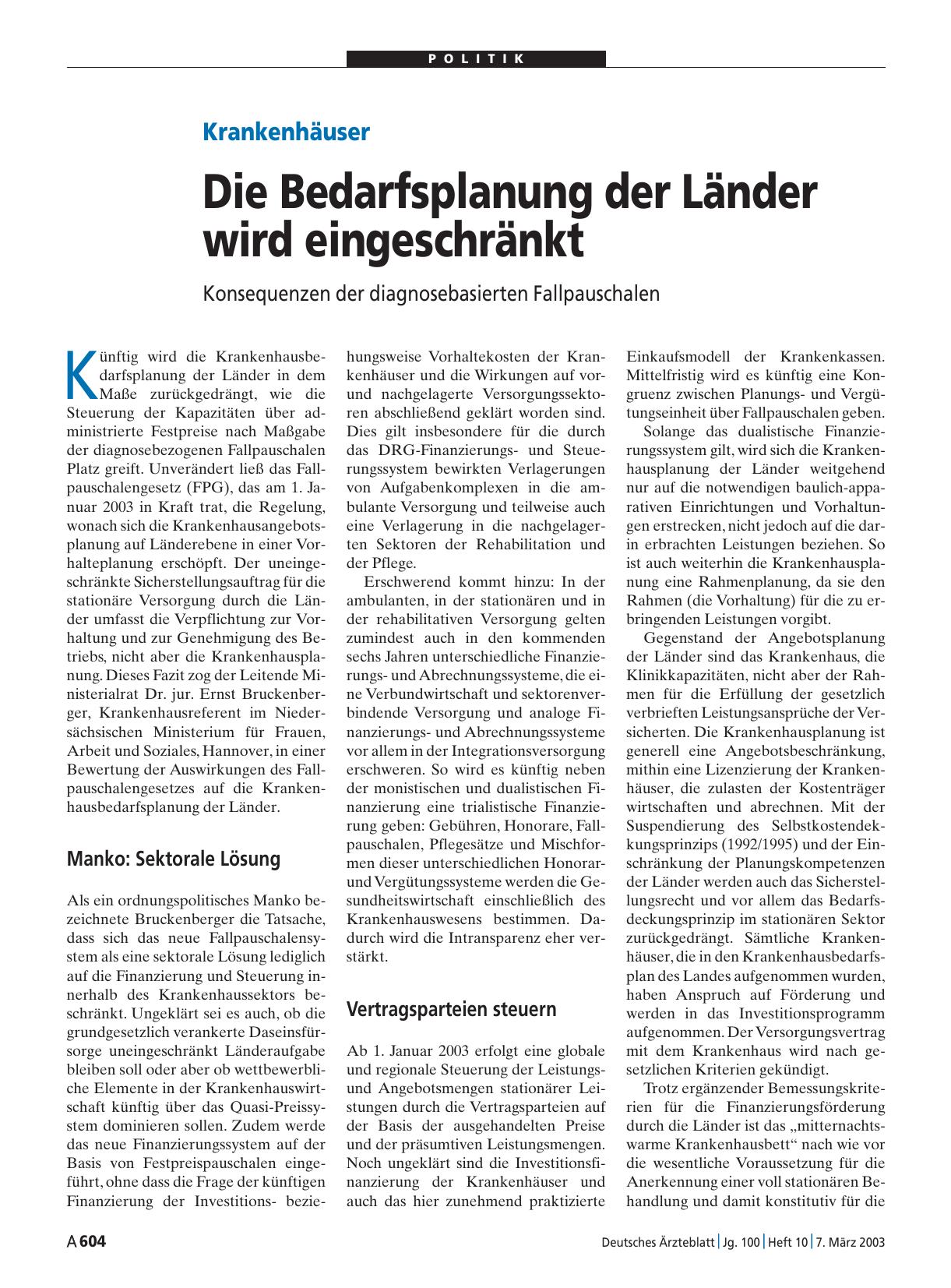 Vorschauseite 1: Krankenhäuser: Die Bedarfsplanung der Länder wird eingeschränkt