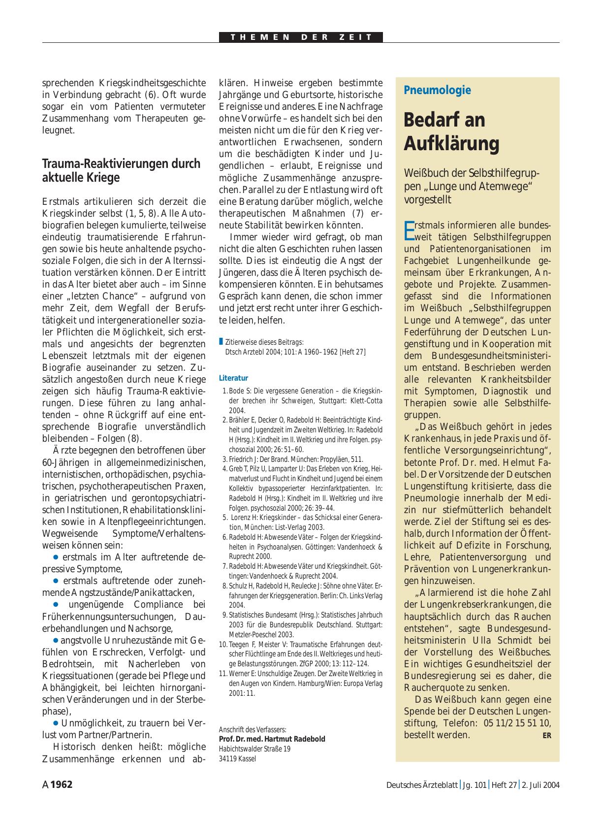 Vorschauseite 1: Pneumologie: Bedarf an Aufklärung