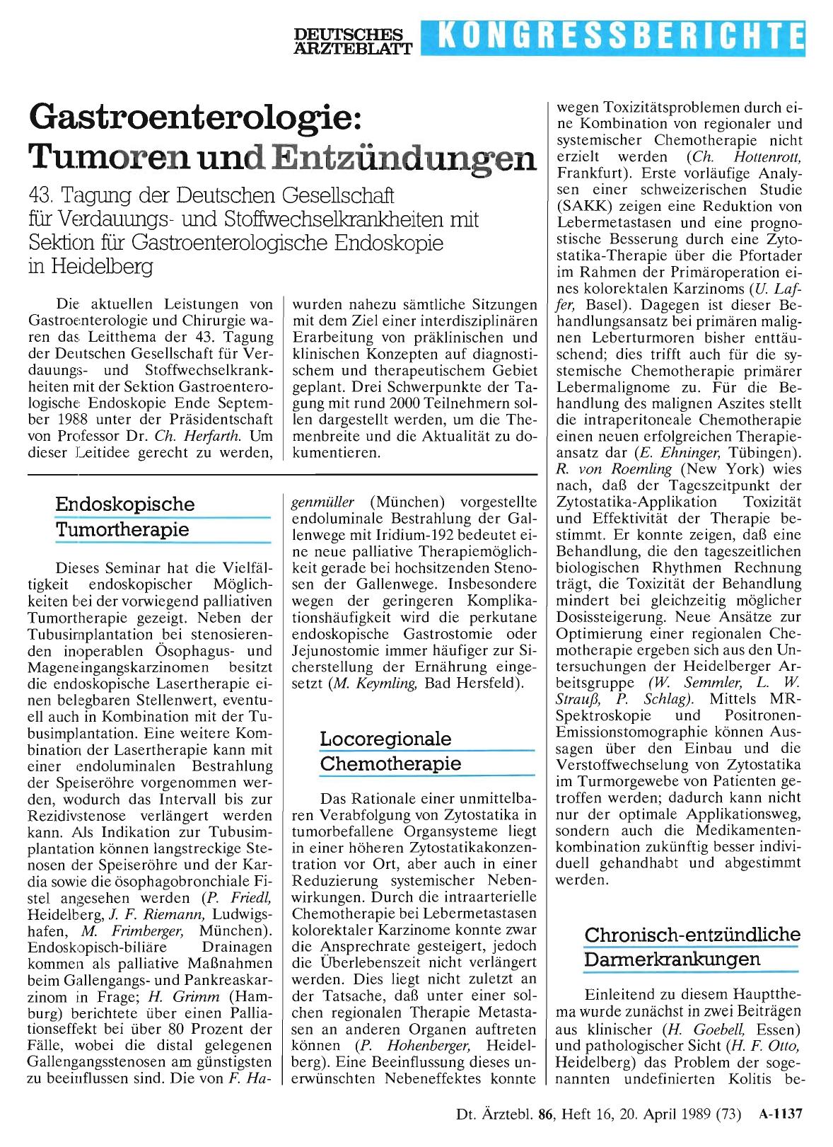 Vorschauseite 1: Gastroenterologie: Tumoren und Entzündungen