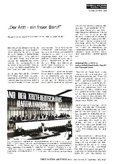 Vorschauseite 1: „Der Arzt - ein freier Beruf”: Hauptversammlung 1972 des Hartmannbundes in Baden-Baden