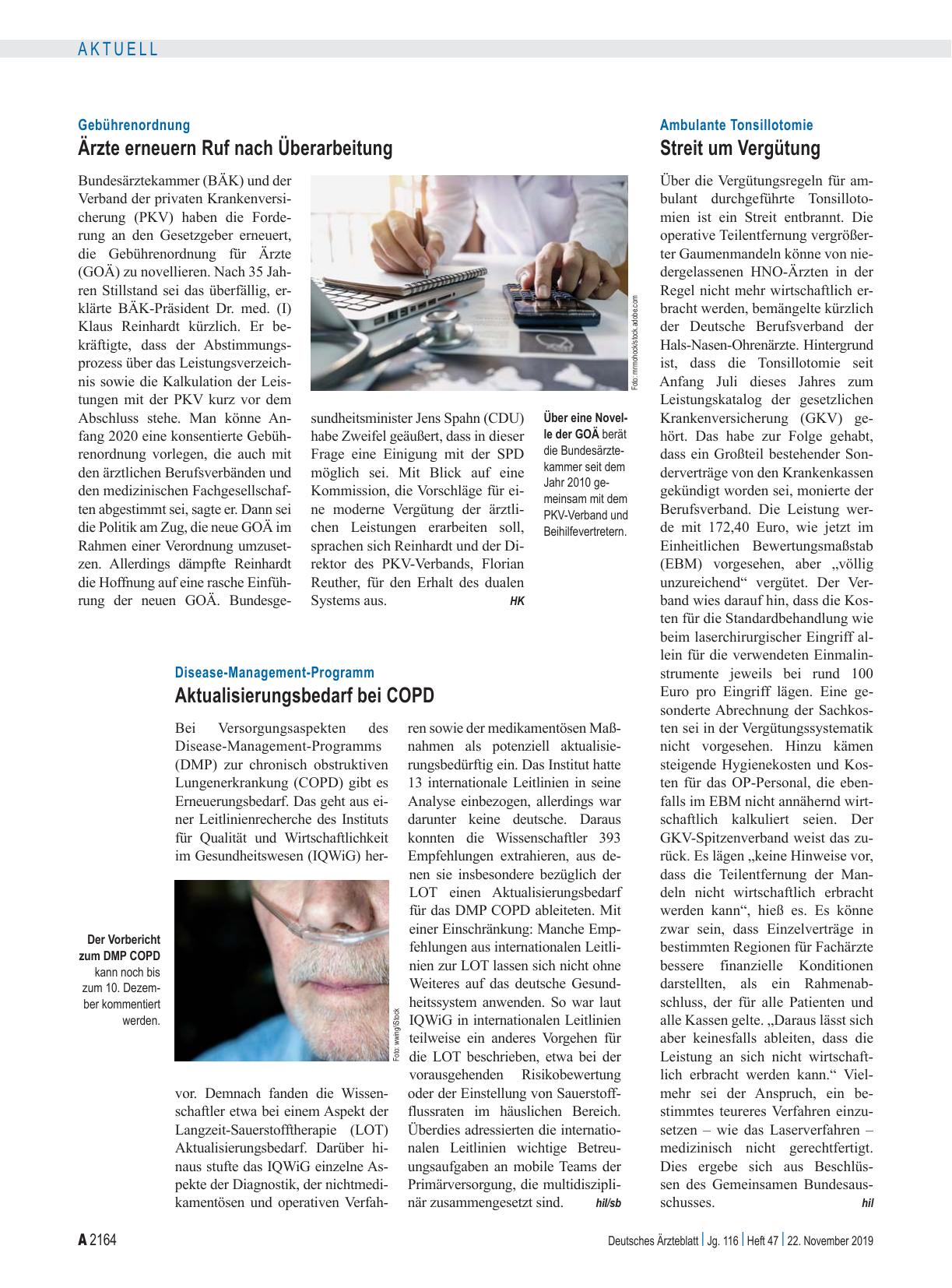 Vorschauseite 1: Ambulante Tonsillotomie: Streit um Vergütung