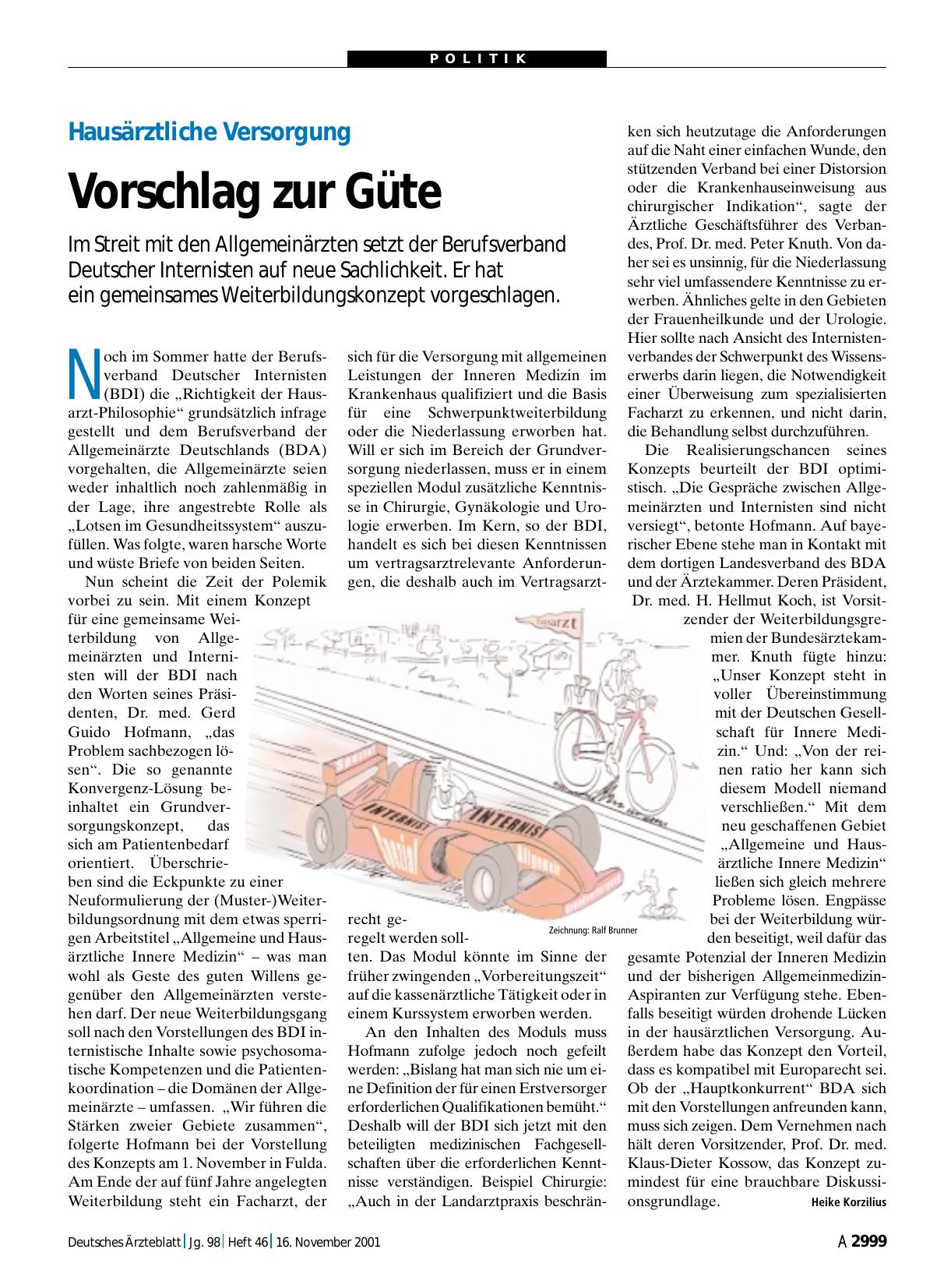 Vorschauseite 1: Hausärztliche Versorgung: Vorschlag zur Güte