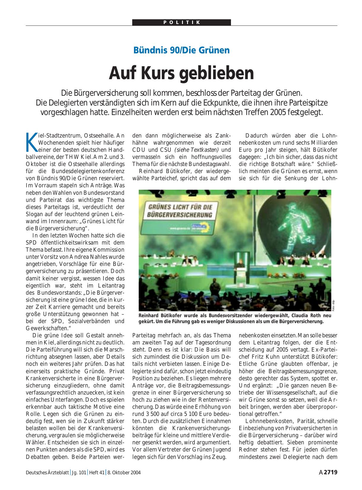 Vorschauseite 1: Bündnis 90/Die Grünen: Auf Kurs geblieben