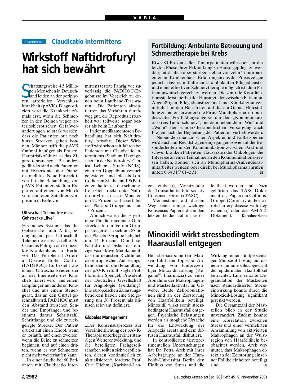 Vorschauseite 1: Minoxidil wirkt stressbedingtem Haarausfall entgegen