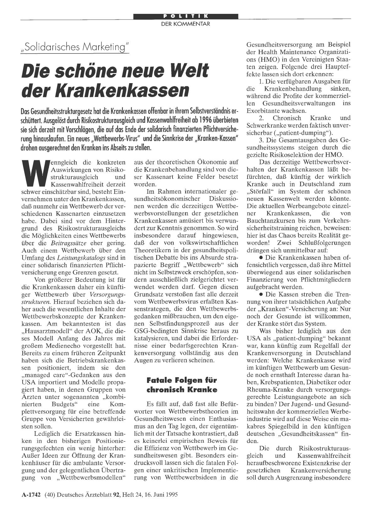 Vorschauseite 1: „Solidarisches Marketing“: Die schöne neue Welt der Krankenkassen
