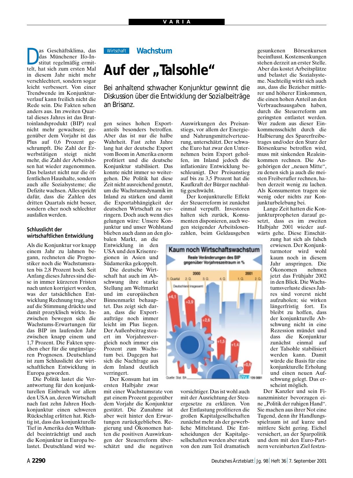 Vorschauseite 1: Wachstum: Auf der „Talsohle“
