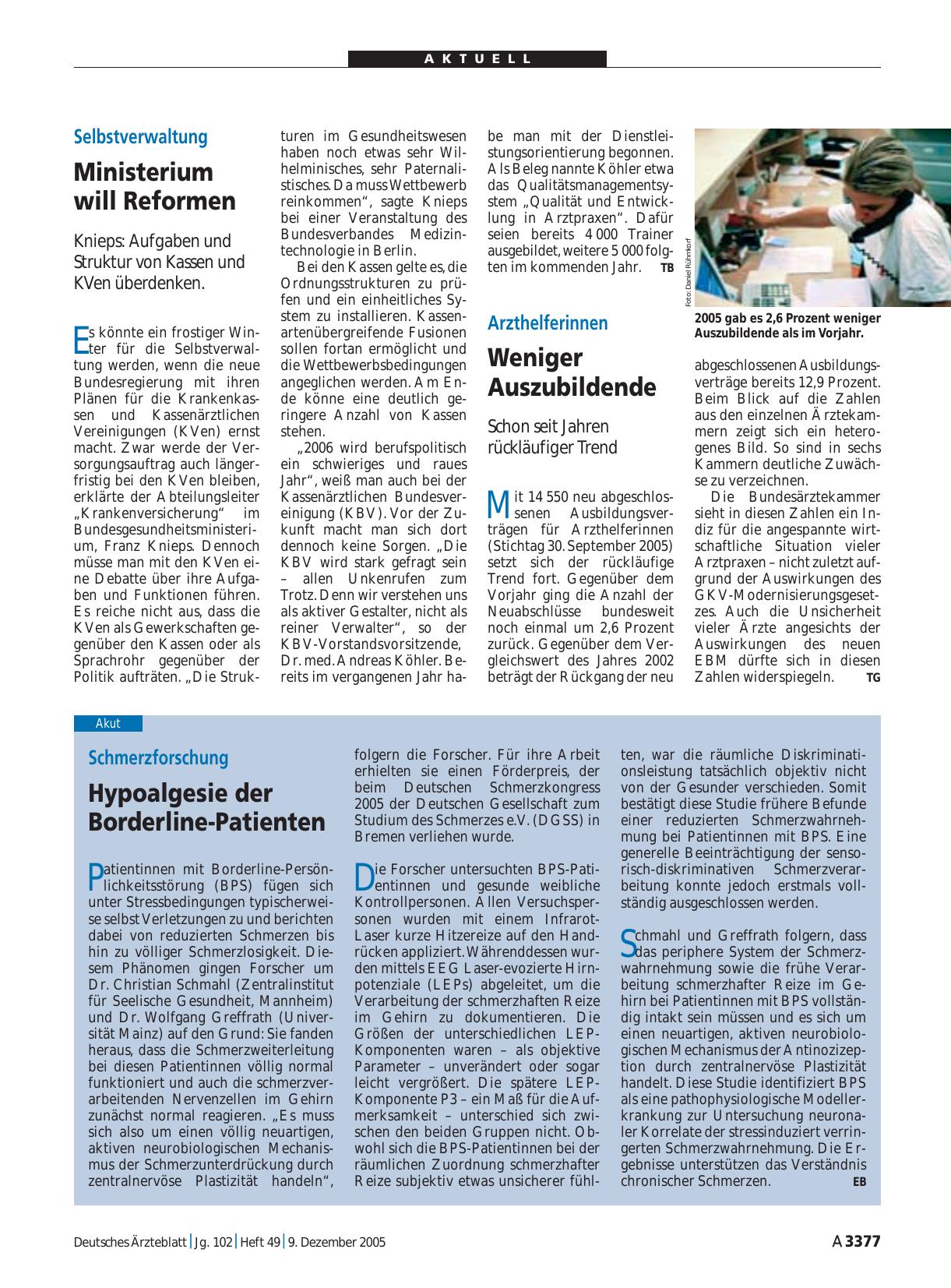 Vorschauseite 1: Arzthelferinnen: Weniger Auszubildende