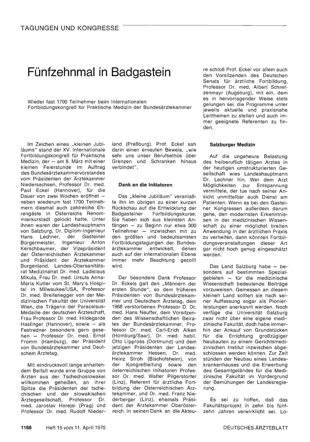 Vorschauseite 1: Fünfzehnmal in Badgastein