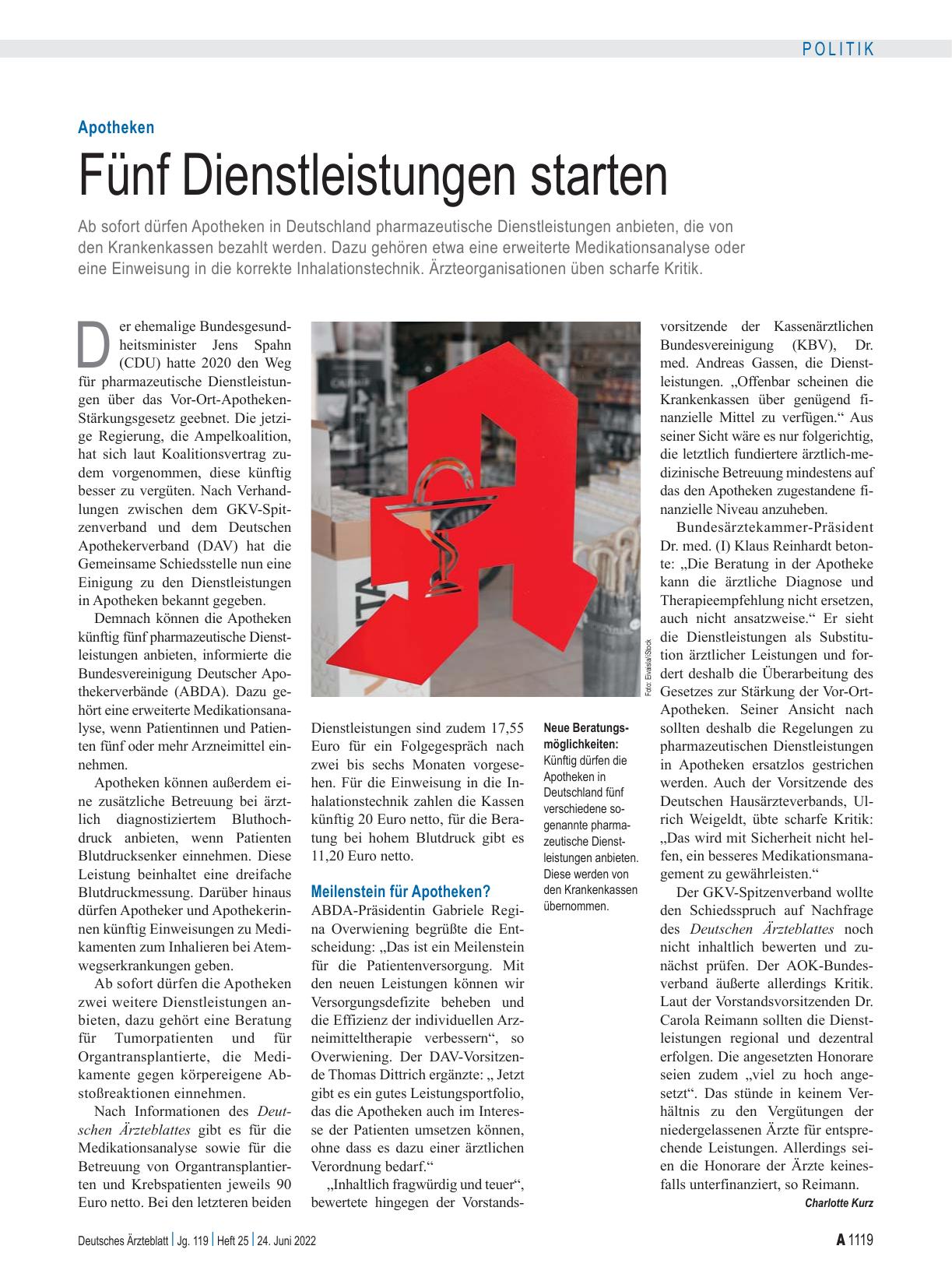 Vorschauseite 1: Apotheken: Fünf Dienstleistungen starten