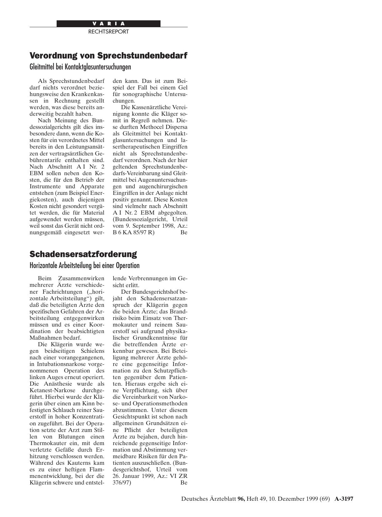 Vorschauseite 1: Verordnung von Sprechstundenbedarf: Gleitmittel bei Kontaktglasuntersuchungen
