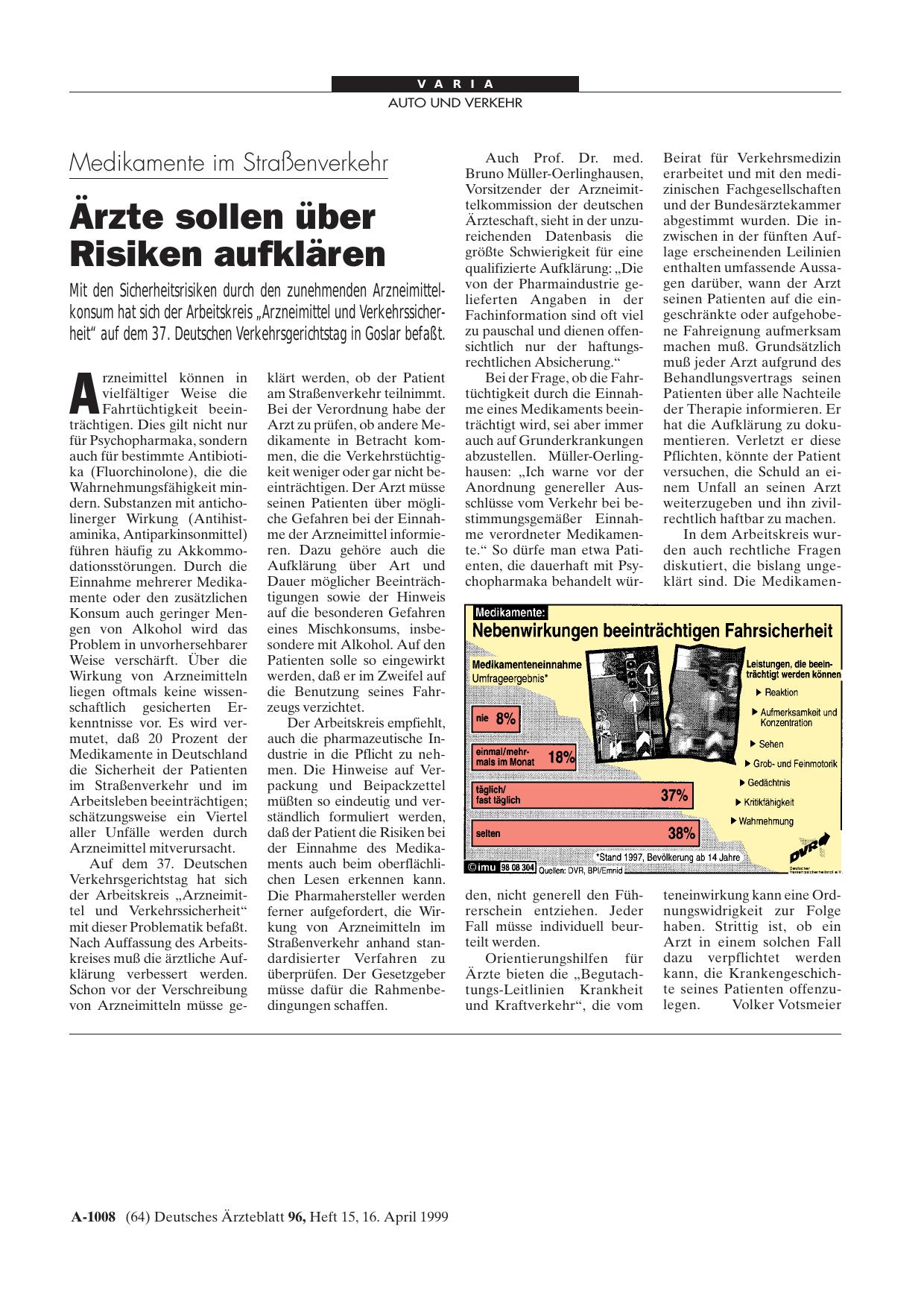 Vorschauseite 1: Medikamente im Straßenverkehr: Ärzte sollen über Risiken aufklären