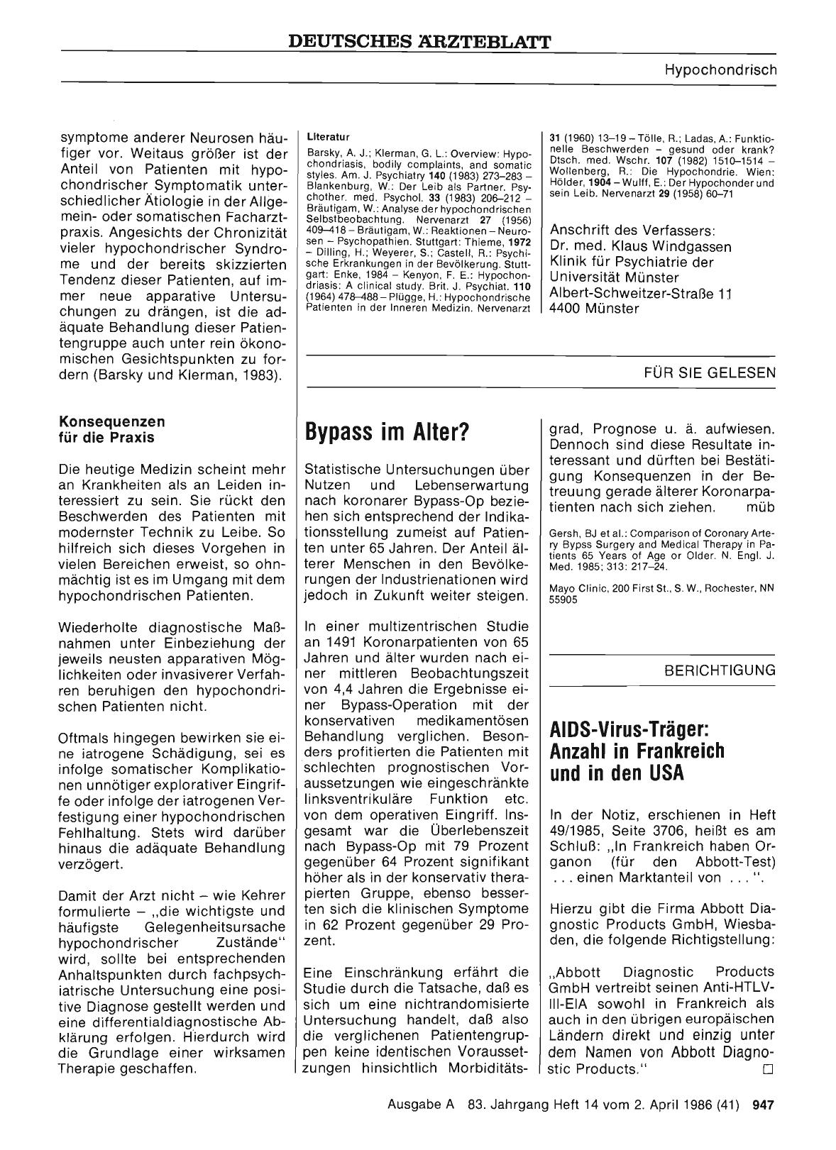Vorschauseite 1: AIDS-Virus-Träger: Anzahl in Frankreich und in den USA