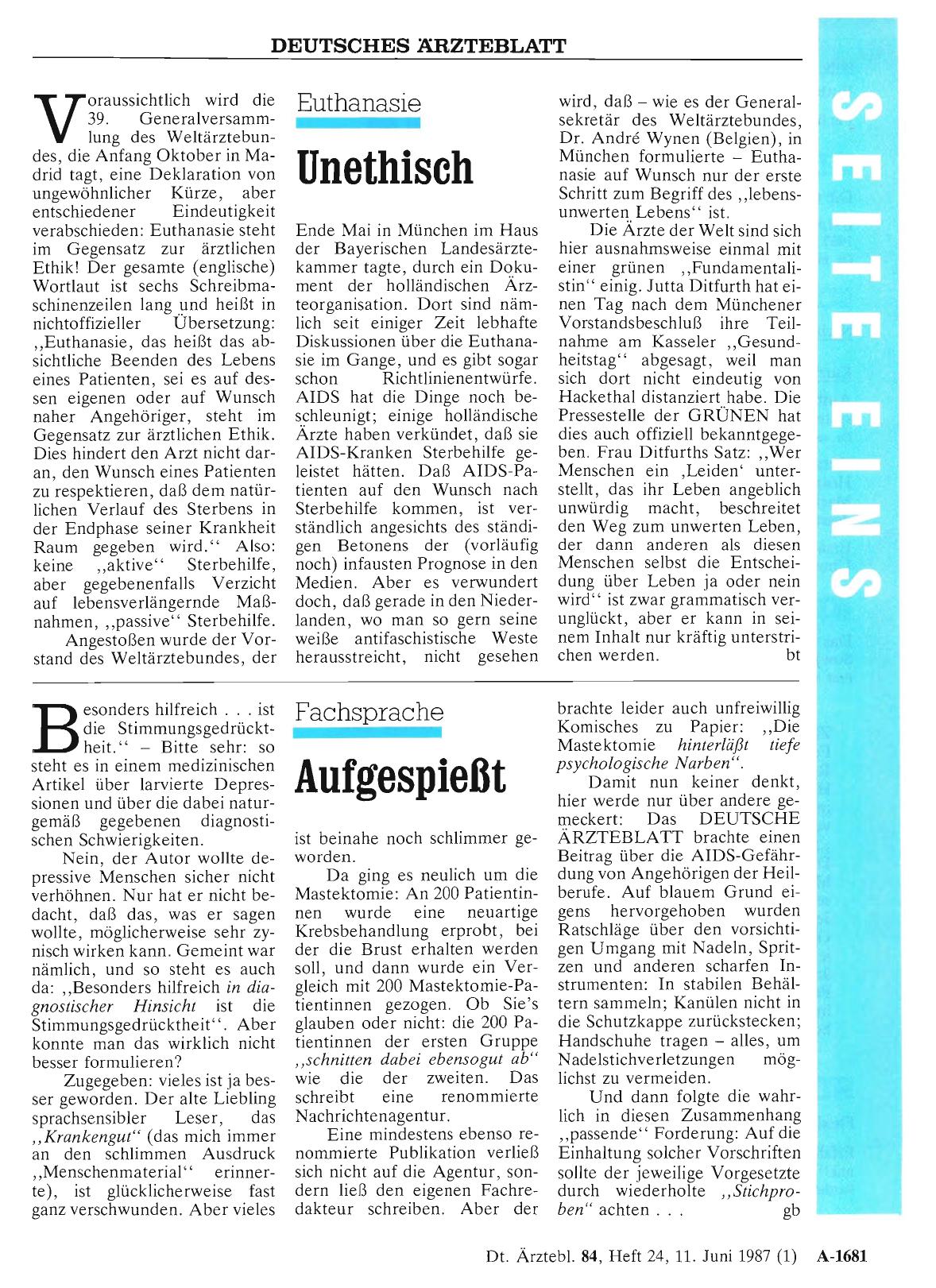 Vorschauseite 1: Euthanasie: Unethisch