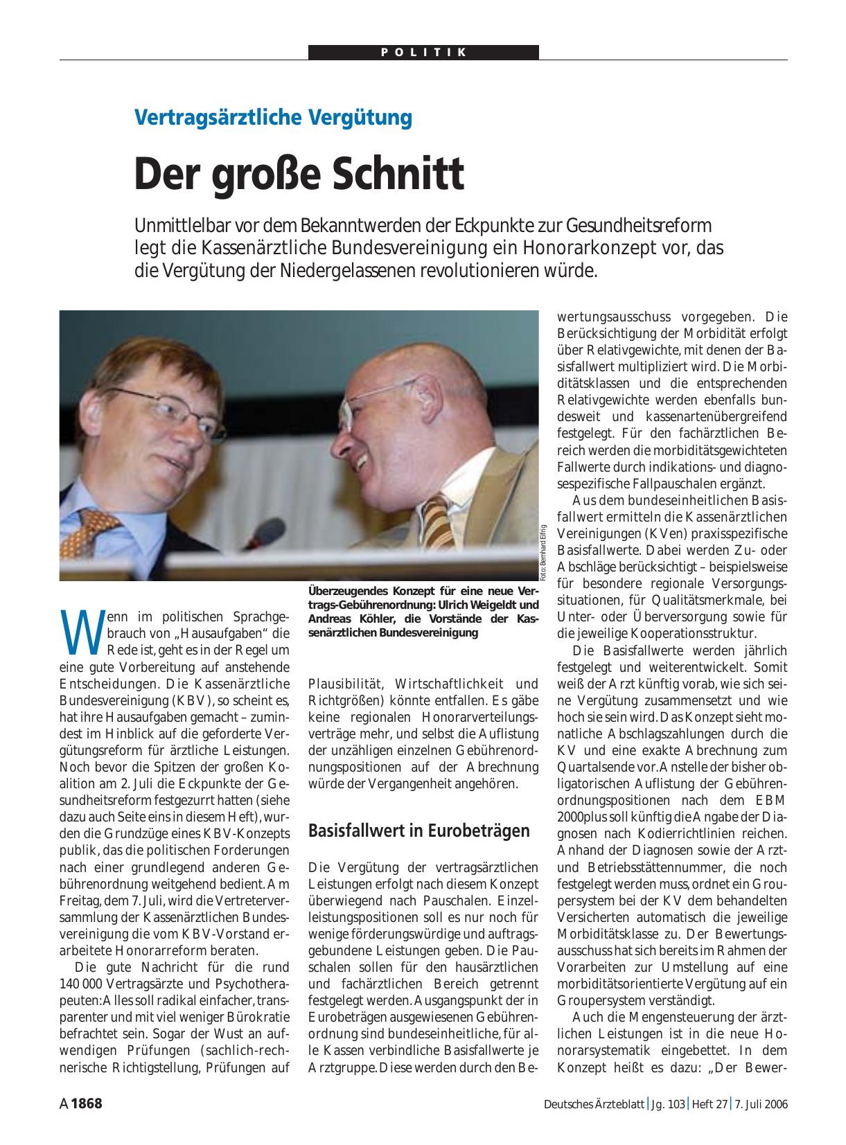 Vorschauseite 1: Vertragsärztliche Vergütung: Der große Schnitt