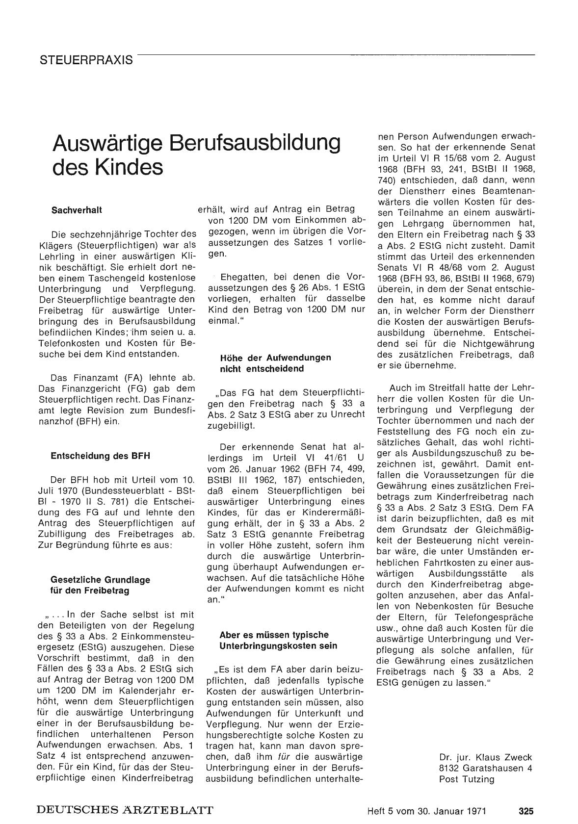 Vorschauseite 1: Auswärtige Berufsausbildung des Kindes