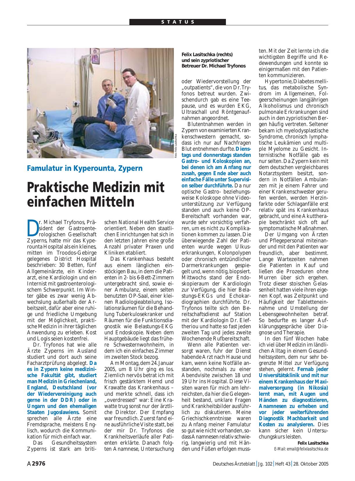 Vorschauseite 1: Famulatur in Kyperounta, Zypern: Praktische Medizin mit einfachen Mitteln